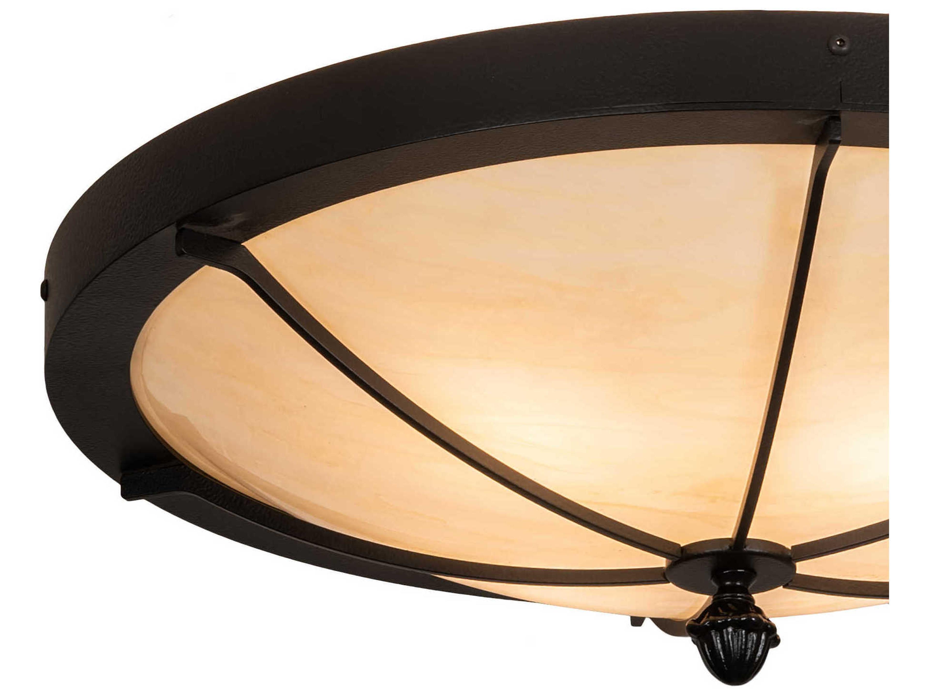 Meyda Dominga 4-Light Black Beige Off White Bowl Flush Mount