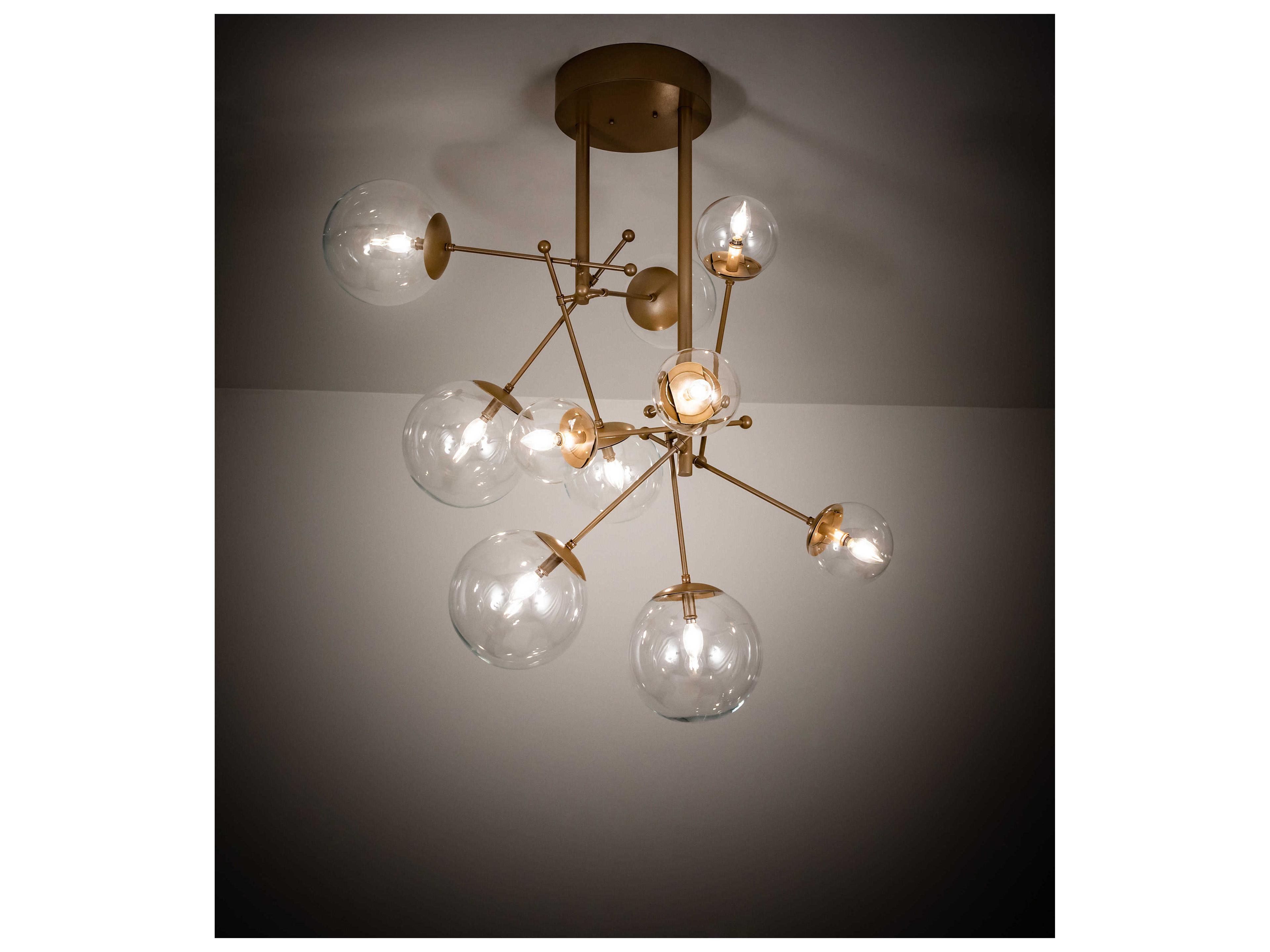 Meyda Bola 10-Light Champagne Metallic Clear Glass LED Globe Sputnik Chandelier