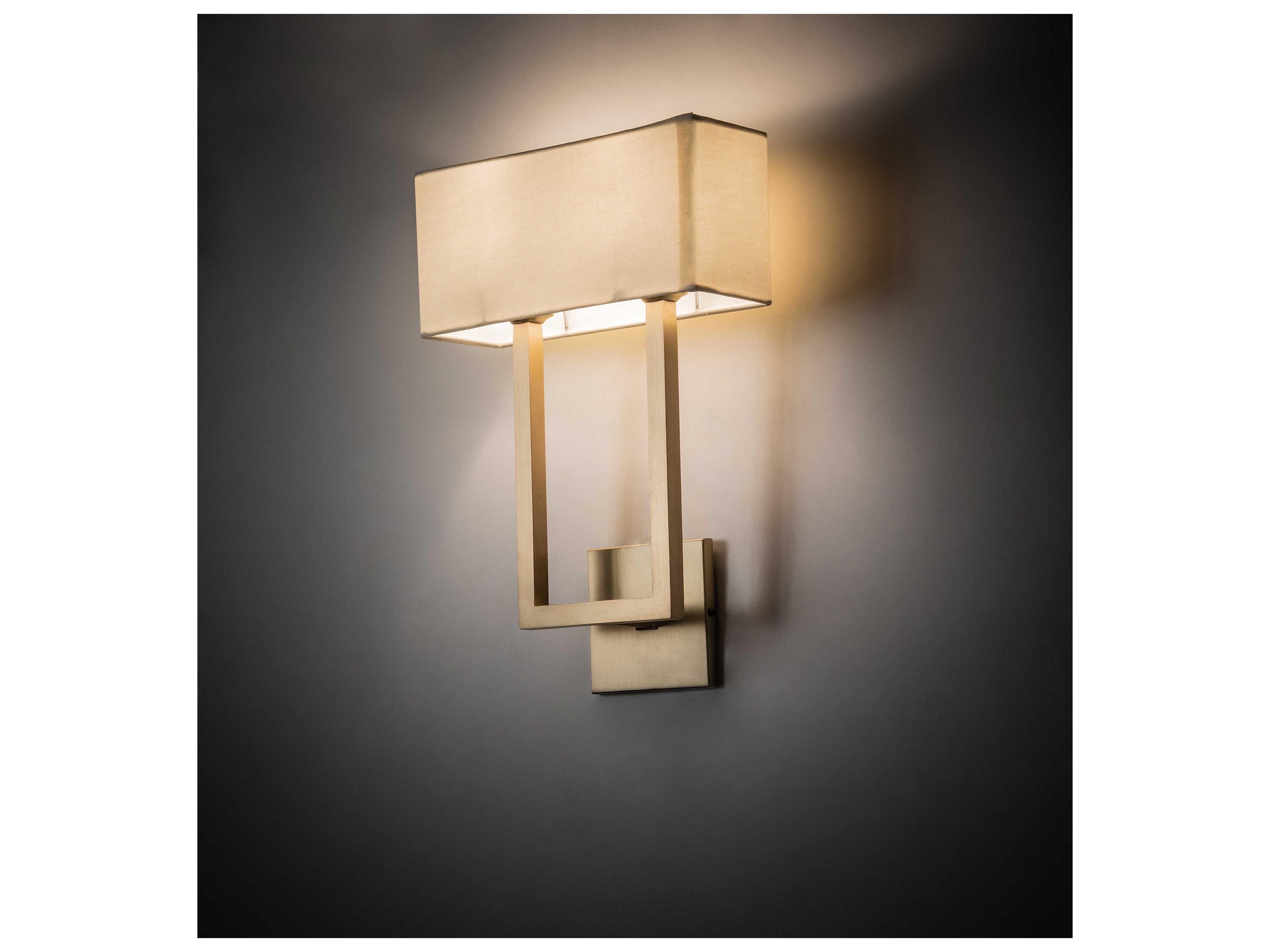 Meyda Quadrato 2-Light Brass Tint White Wall Sconce