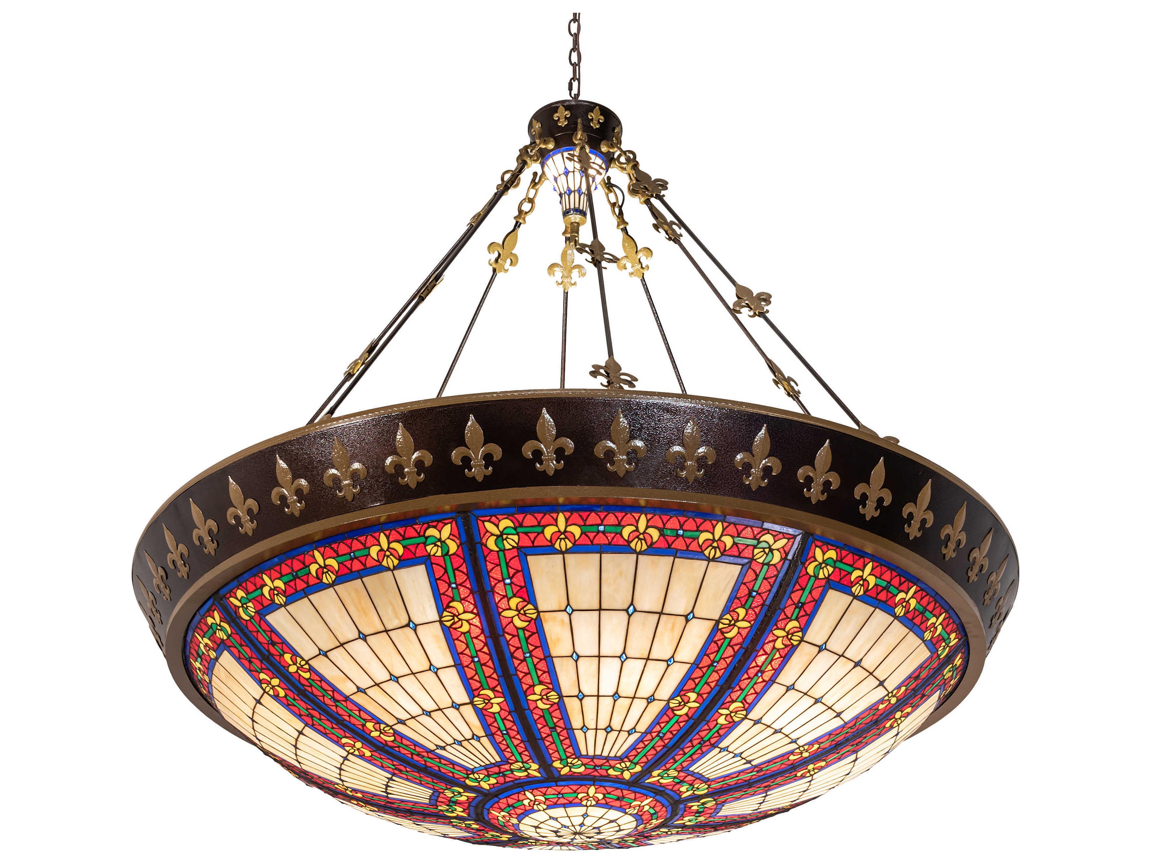 Meyda Fleur-de-lis 10 8 2-Light Blue Glass LED Bowl Pendant