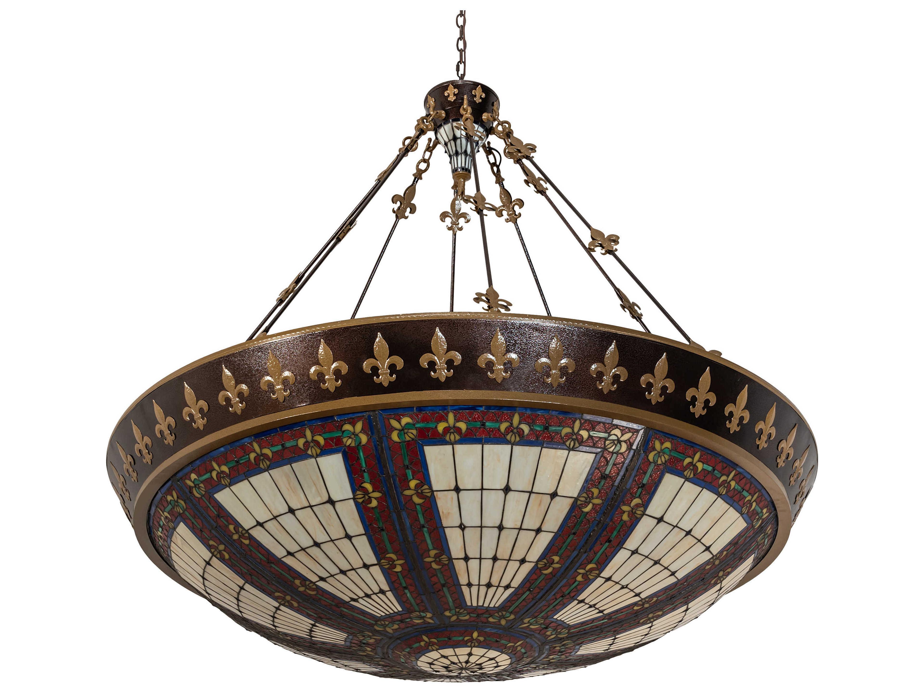 Meyda Fleur-de-lis 10 8 2-Light Blue Glass LED Bowl Pendant