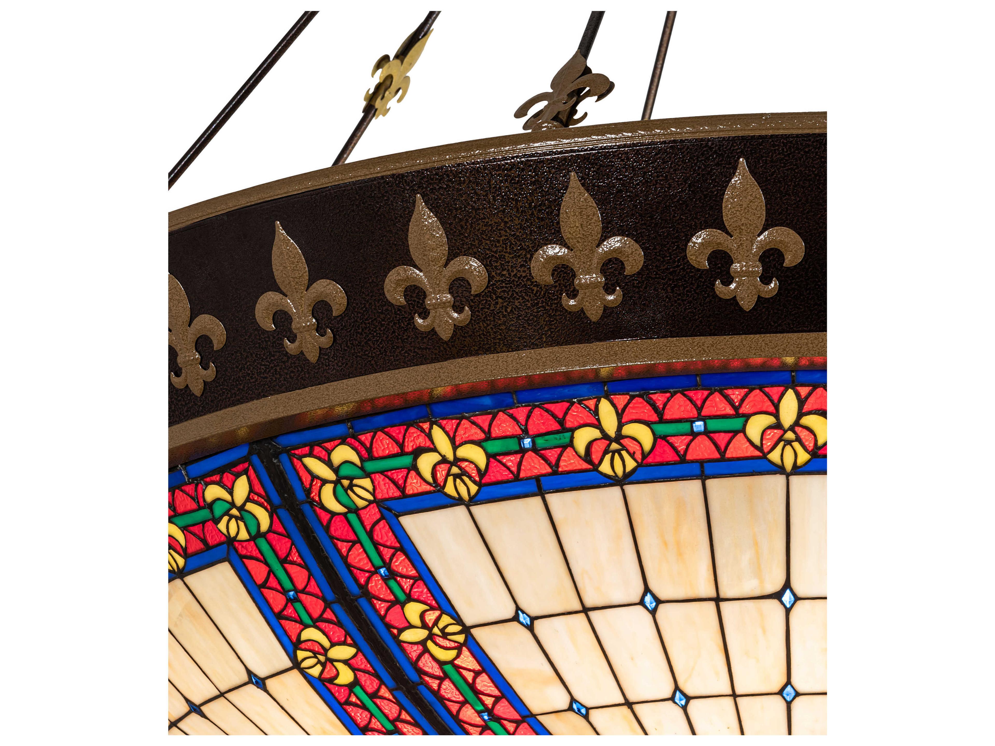 Meyda Fleur-de-lis 10 8 2-Light Blue Glass LED Bowl Pendant