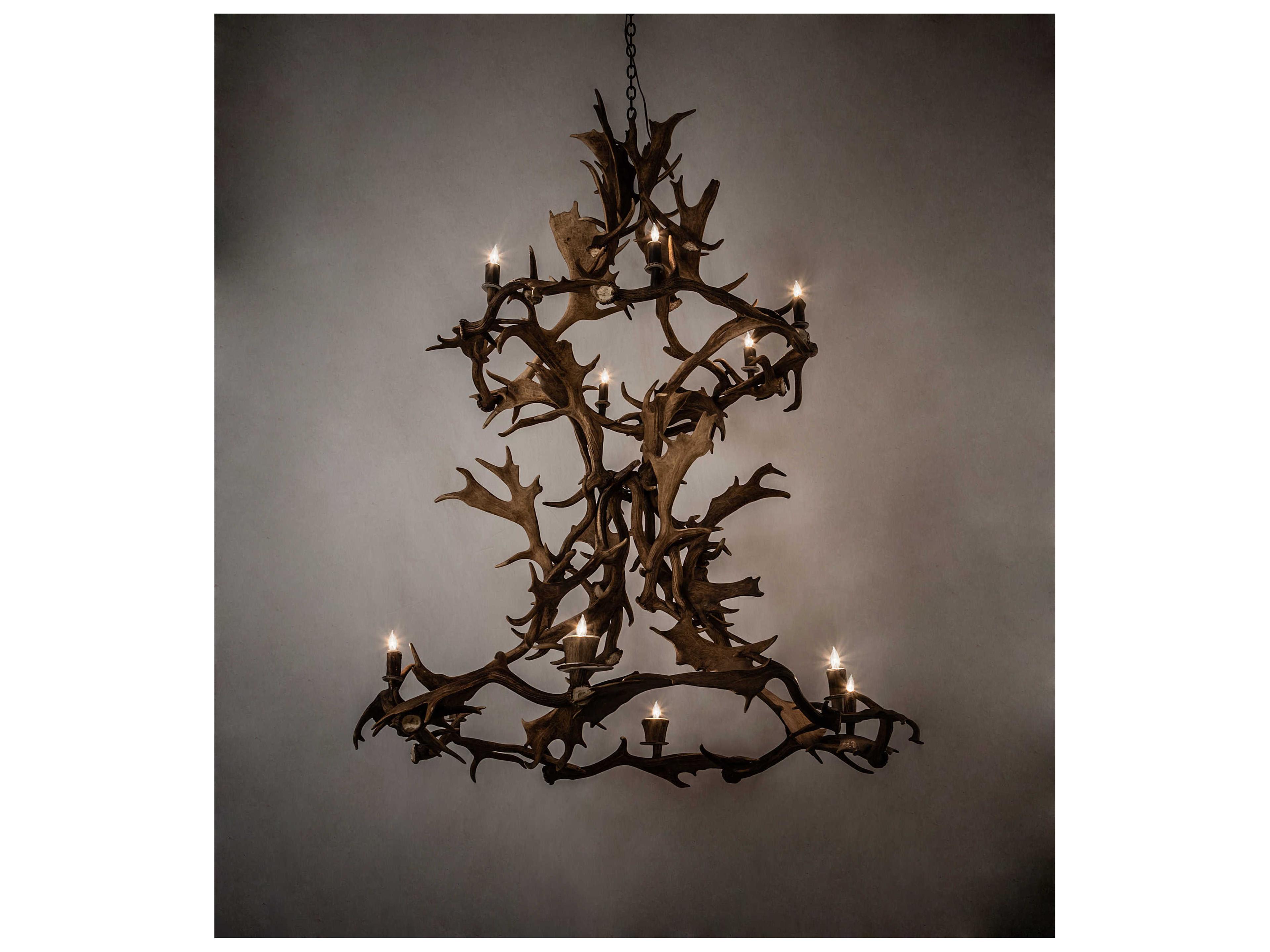 Meyda Antlers 12-Light Brown Candelabra Tiered Chandelier