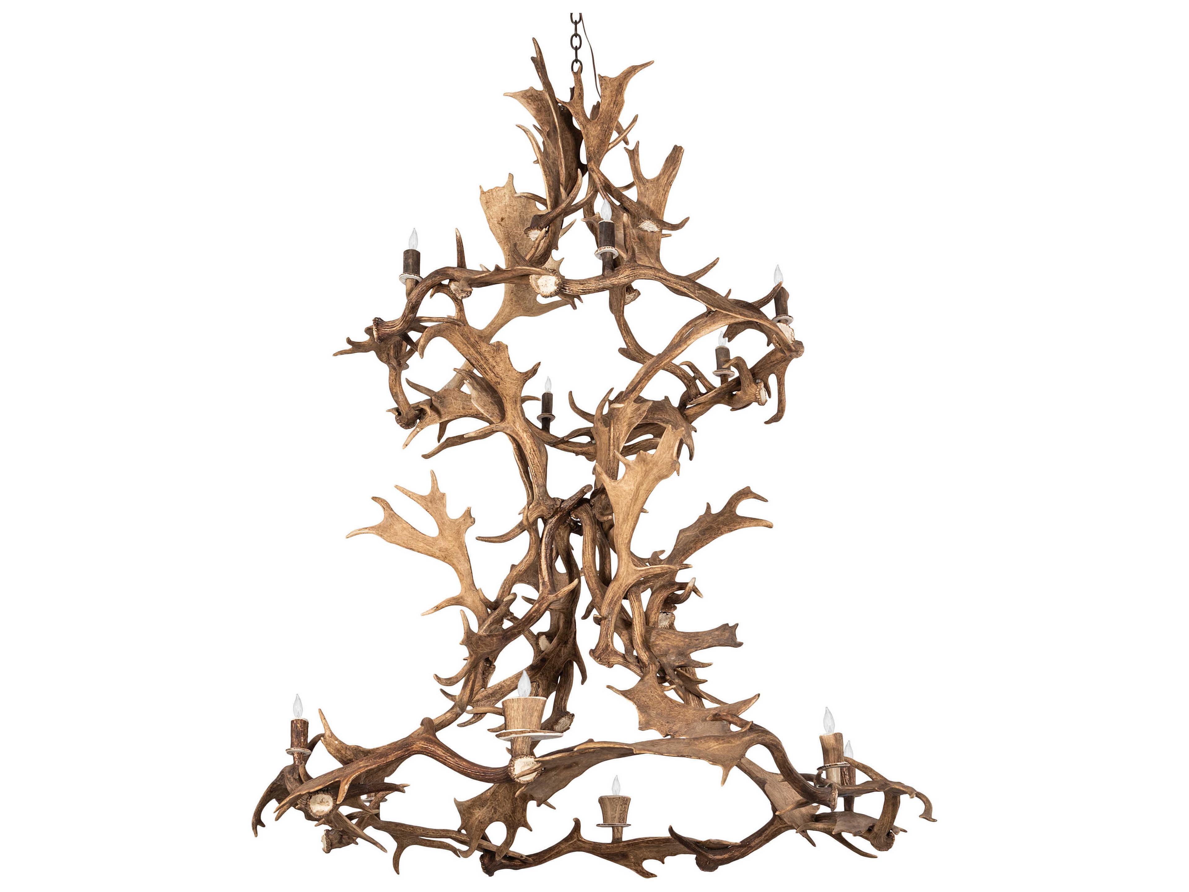 Meyda Antlers 12-Light Brown Candelabra Tiered Chandelier