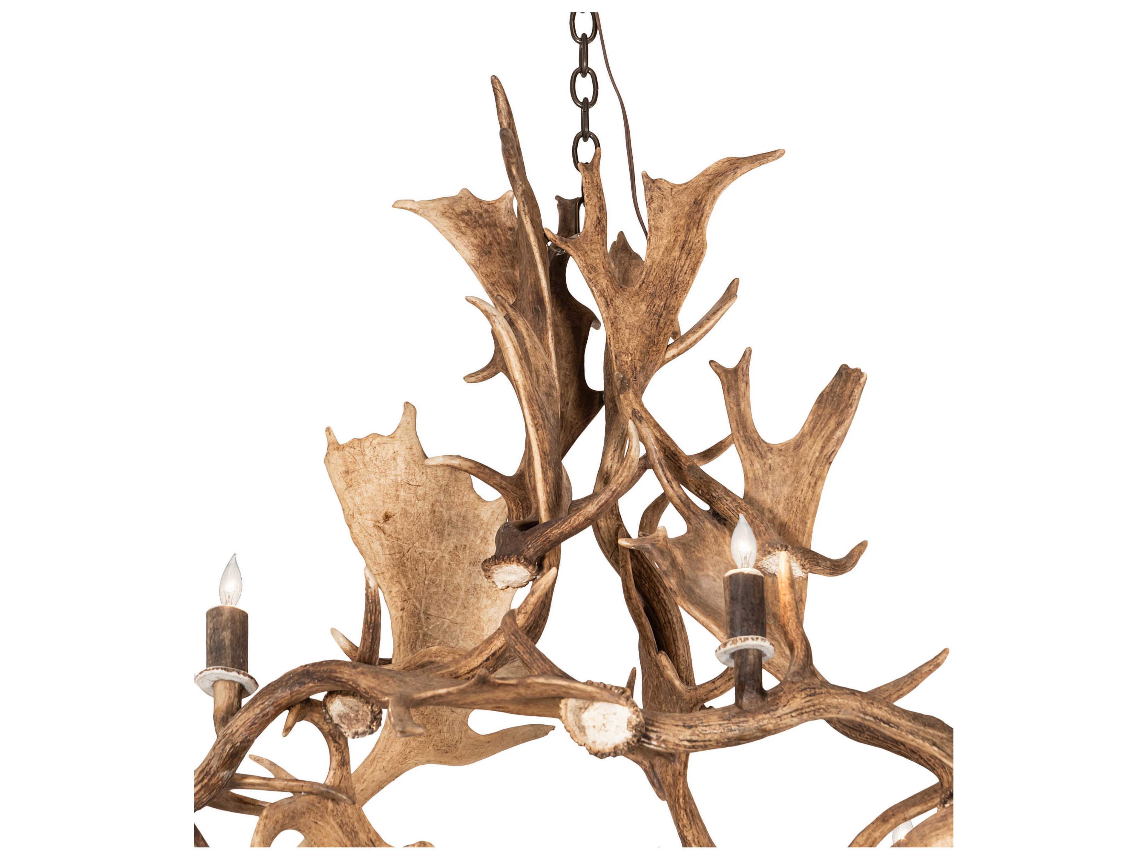Meyda Antlers 12-Light Brown Candelabra Tiered Chandelier