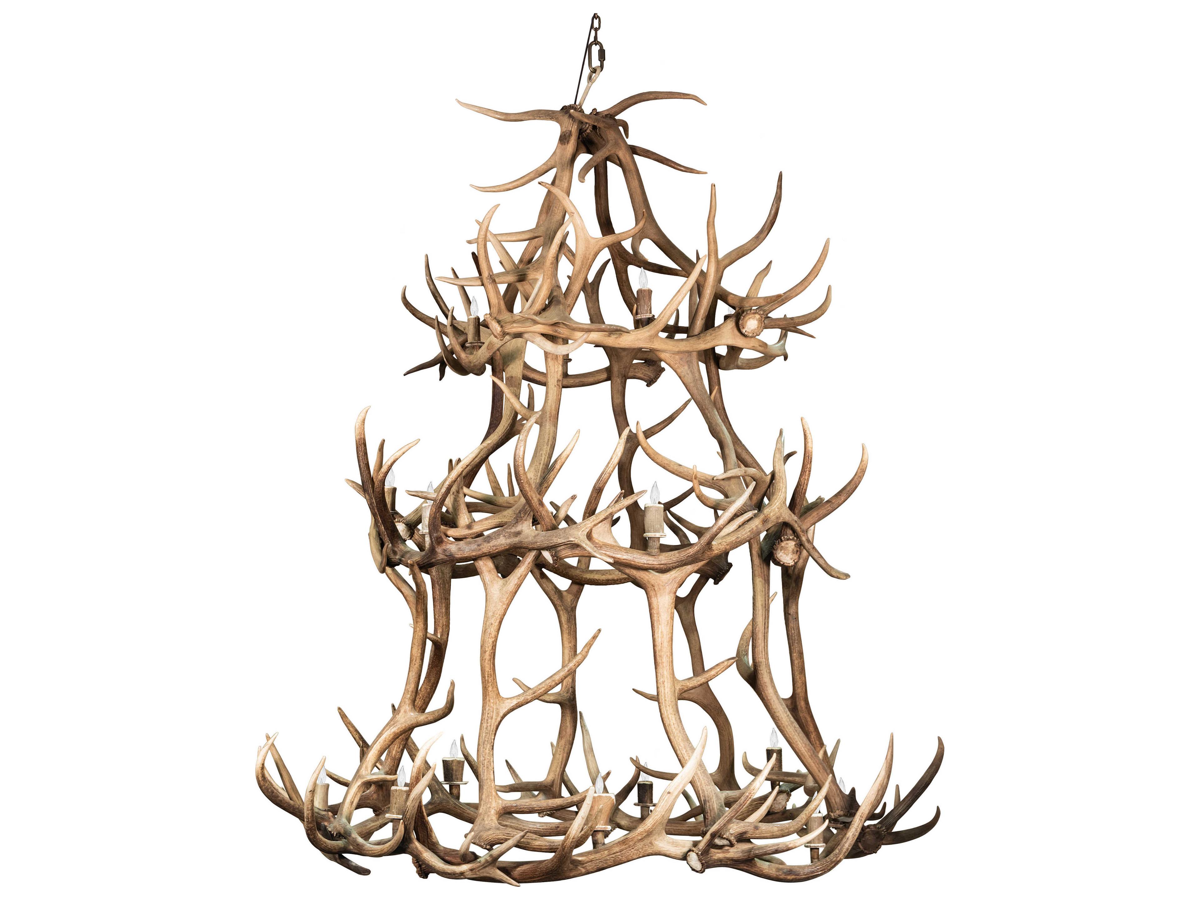 Meyda Antlers 18-Light8-Light Off White Candelabra Tiered Chandelier