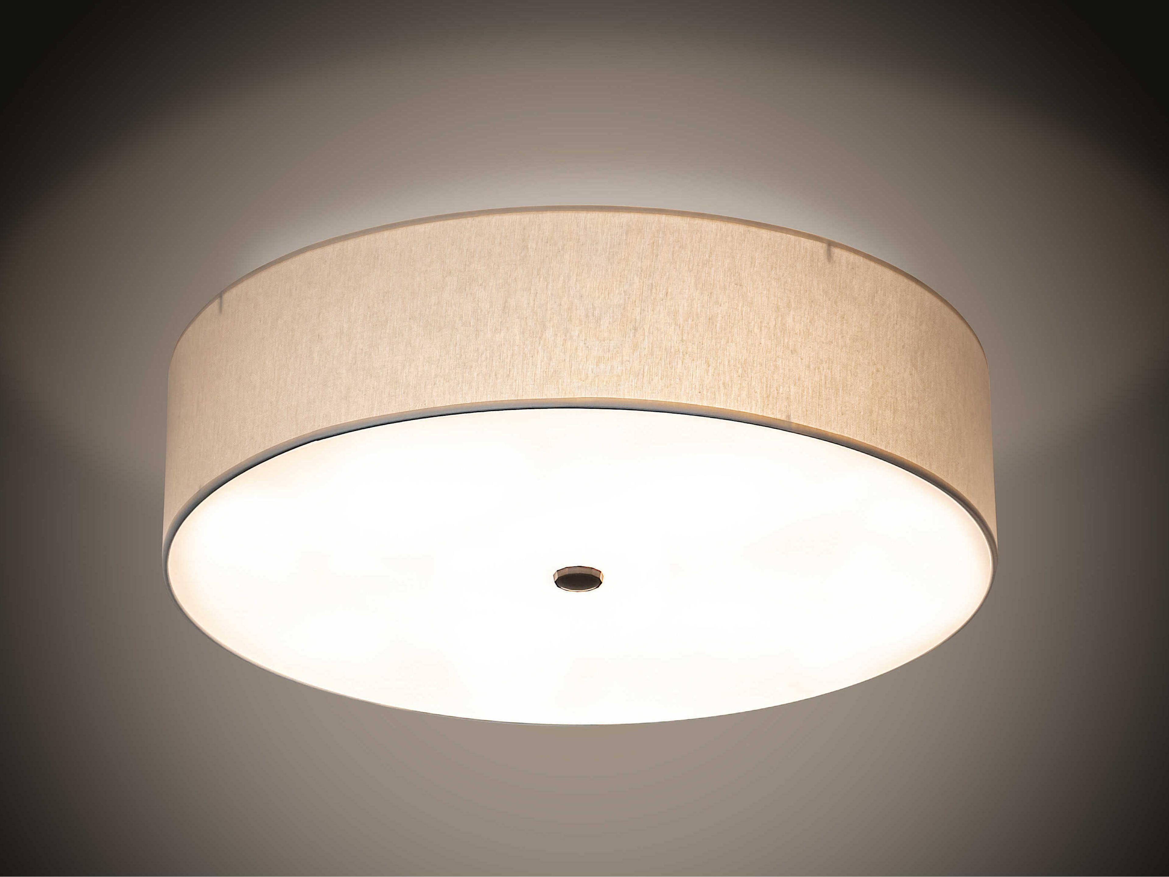 Meyda Cilindro 4-Light Timeless Bronze Off White Drum Flush Mount