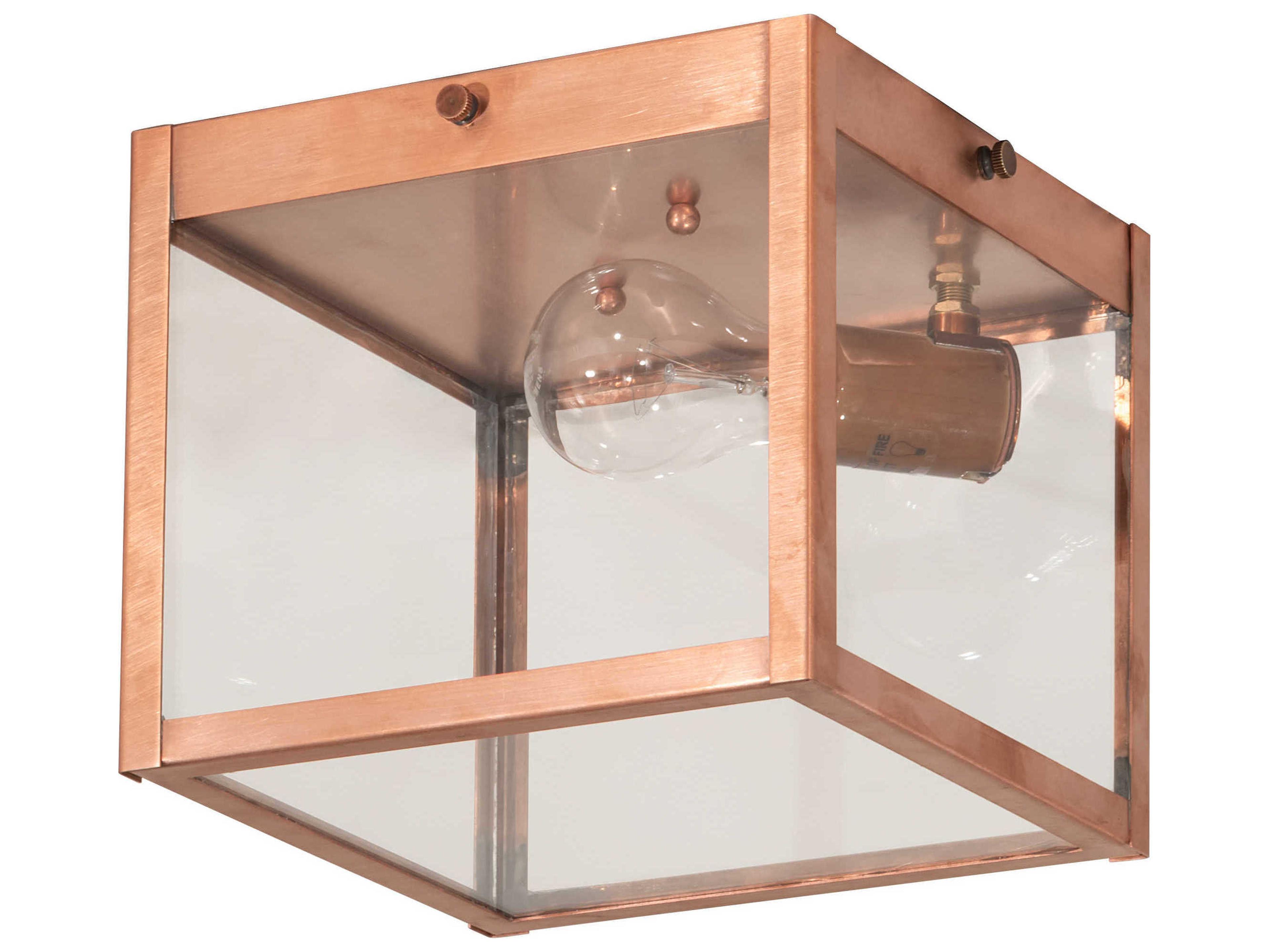 Meyda Mission 1-Light Copper Glass Geometric Flush Mount
