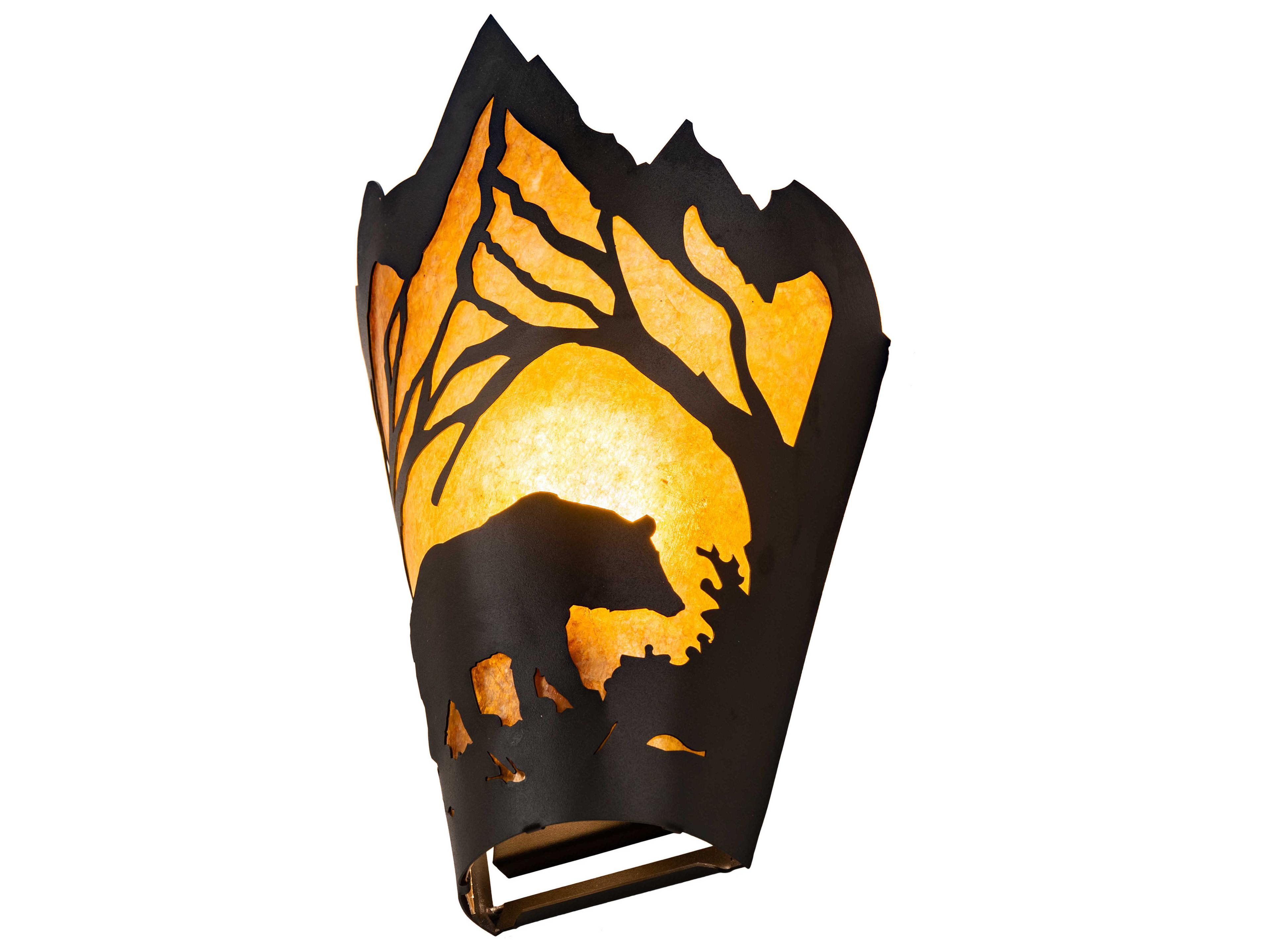 Meyda Bear At Dawn 1-Light Black Amber Mica Brown Tiffany Wall Sconce