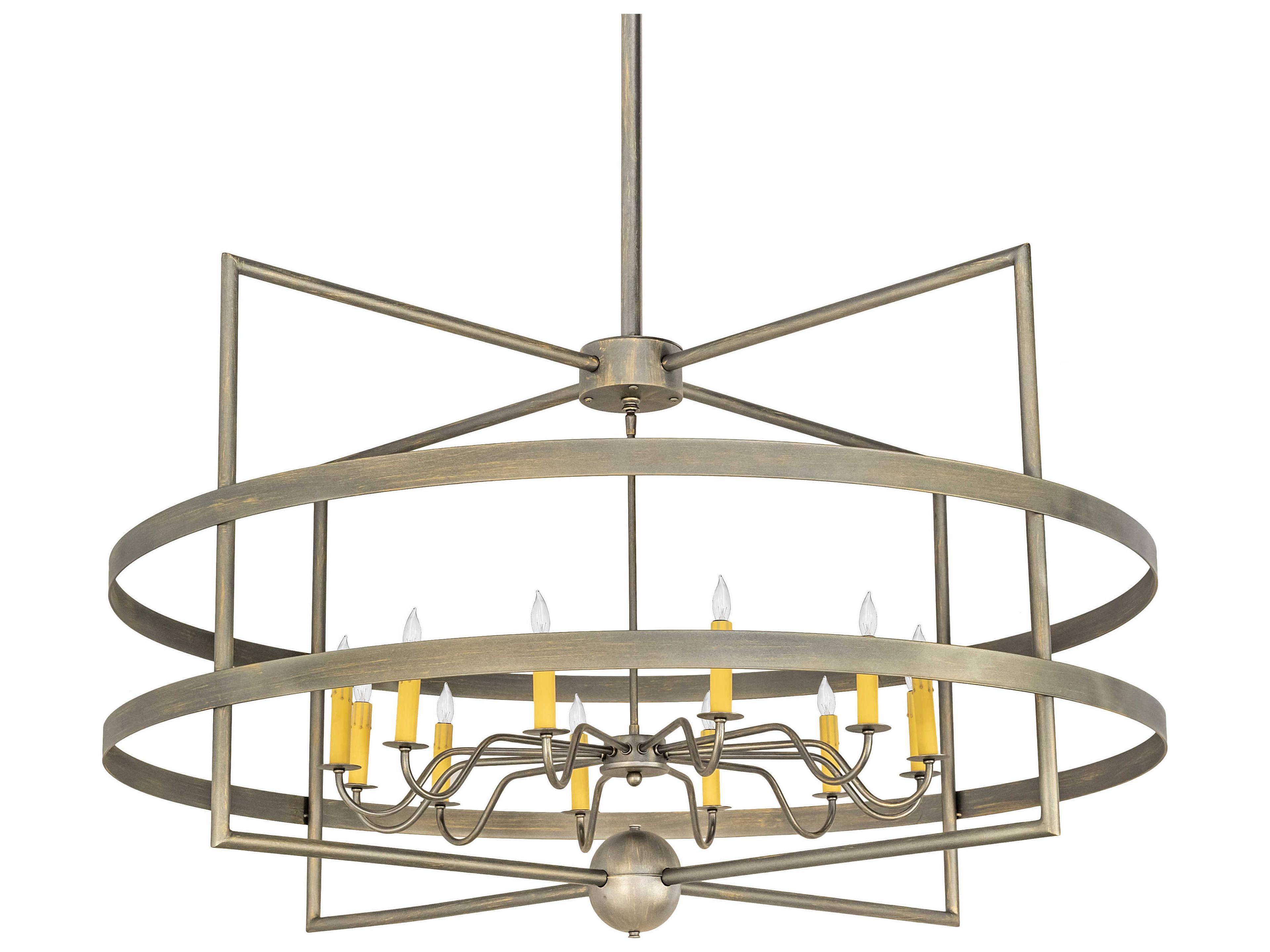 Meyda Aldari 12-Light Antique Brass Candelabra Geometric Chandelier