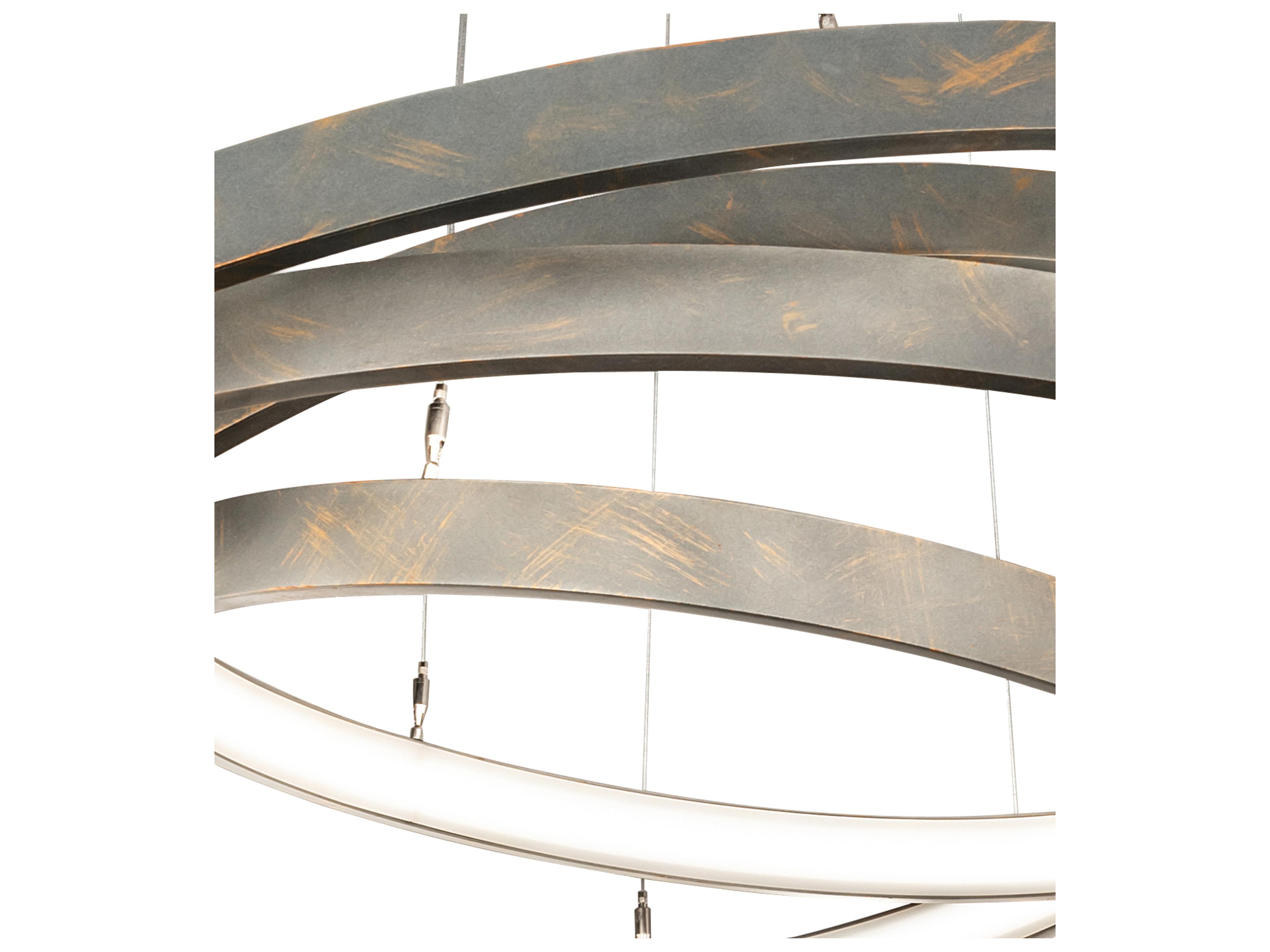 Meyda Anillo French Bronzed White LED Round Tiered Pendant