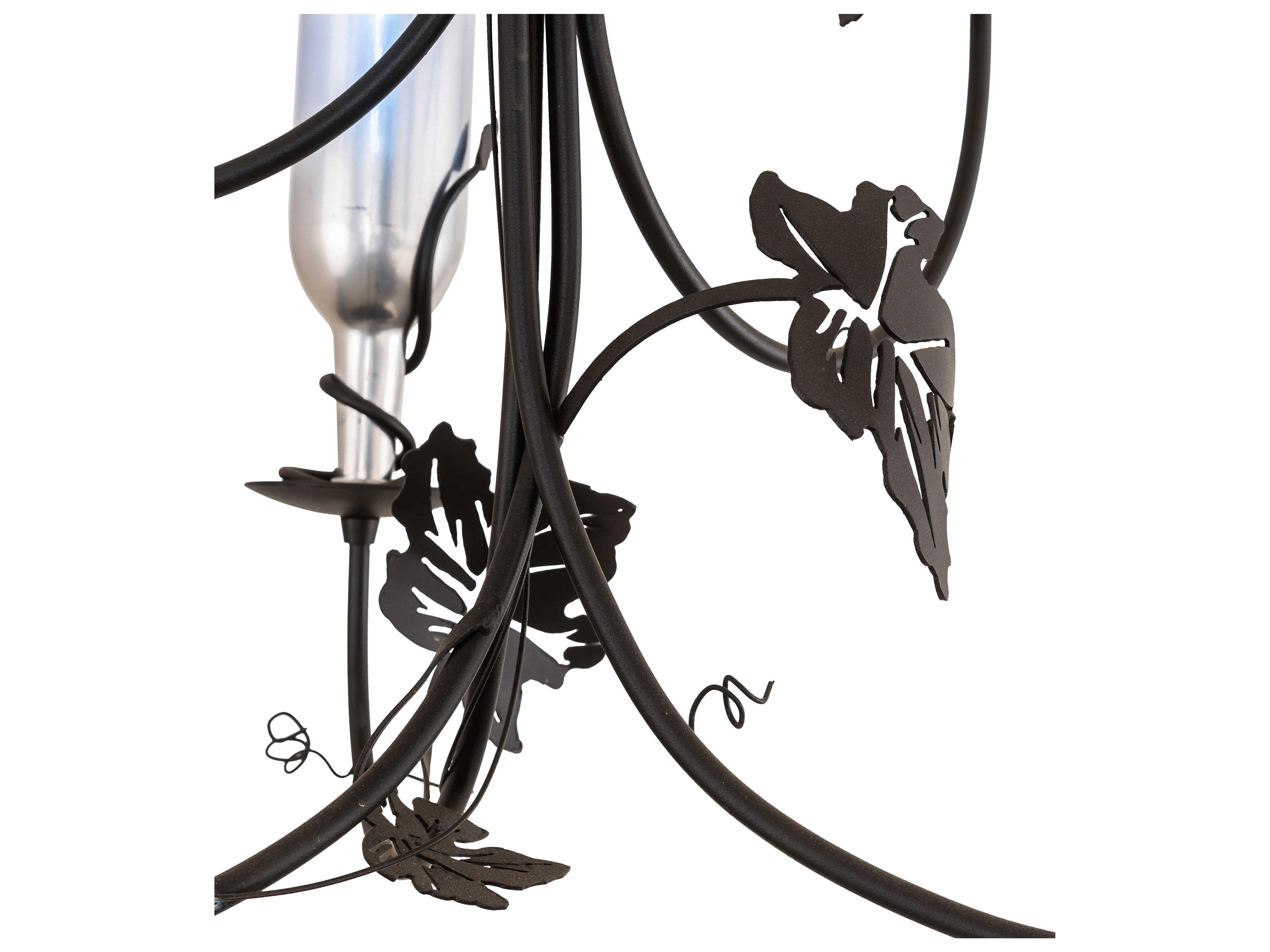 Meyda Tuscan Vineyard 9-Light Chrome Black Glass Cylinder Tiered Chandelier