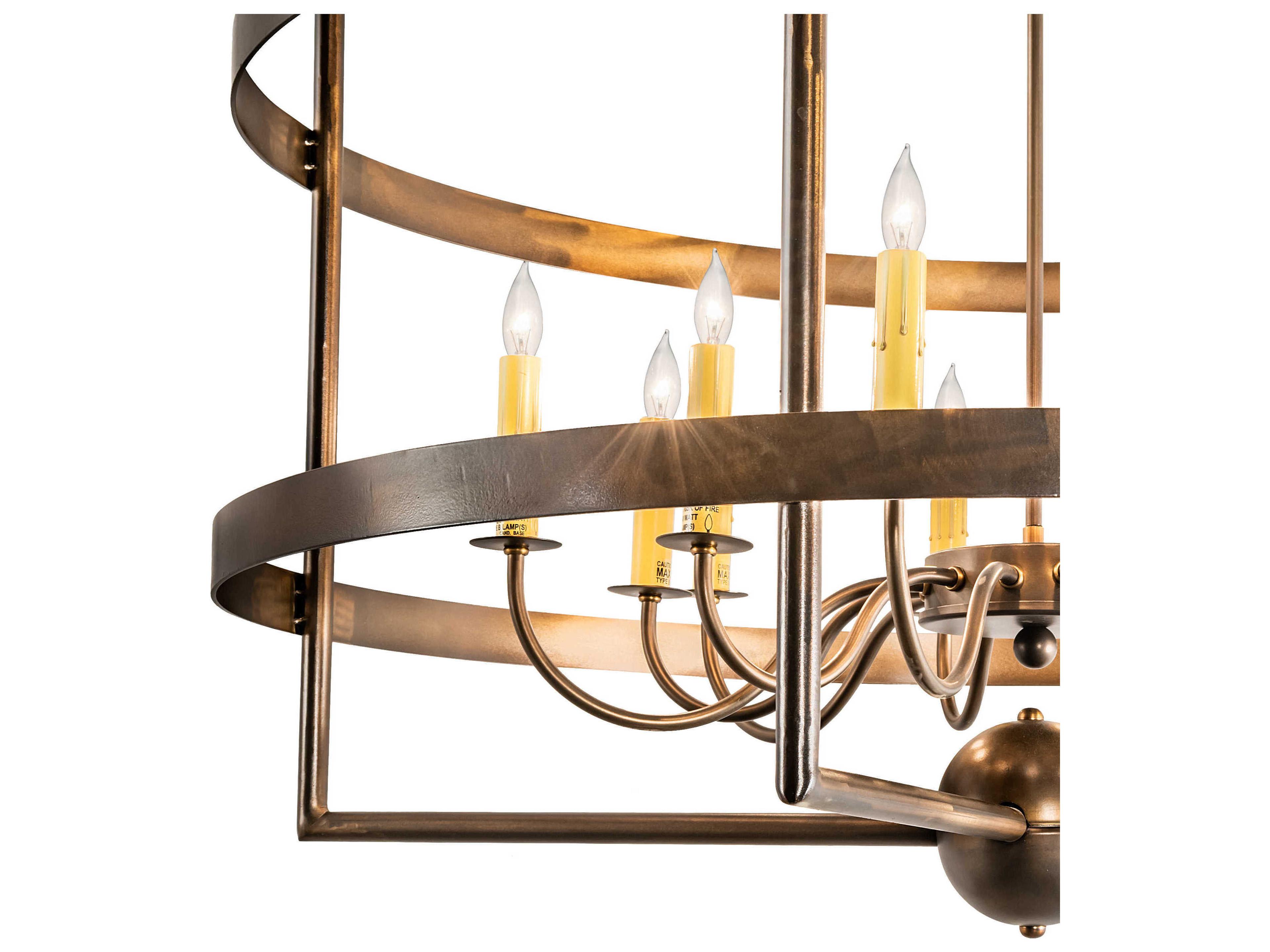 Meyda Aldari 12-Light Antique Copper Candelabra Geometric Chandelier