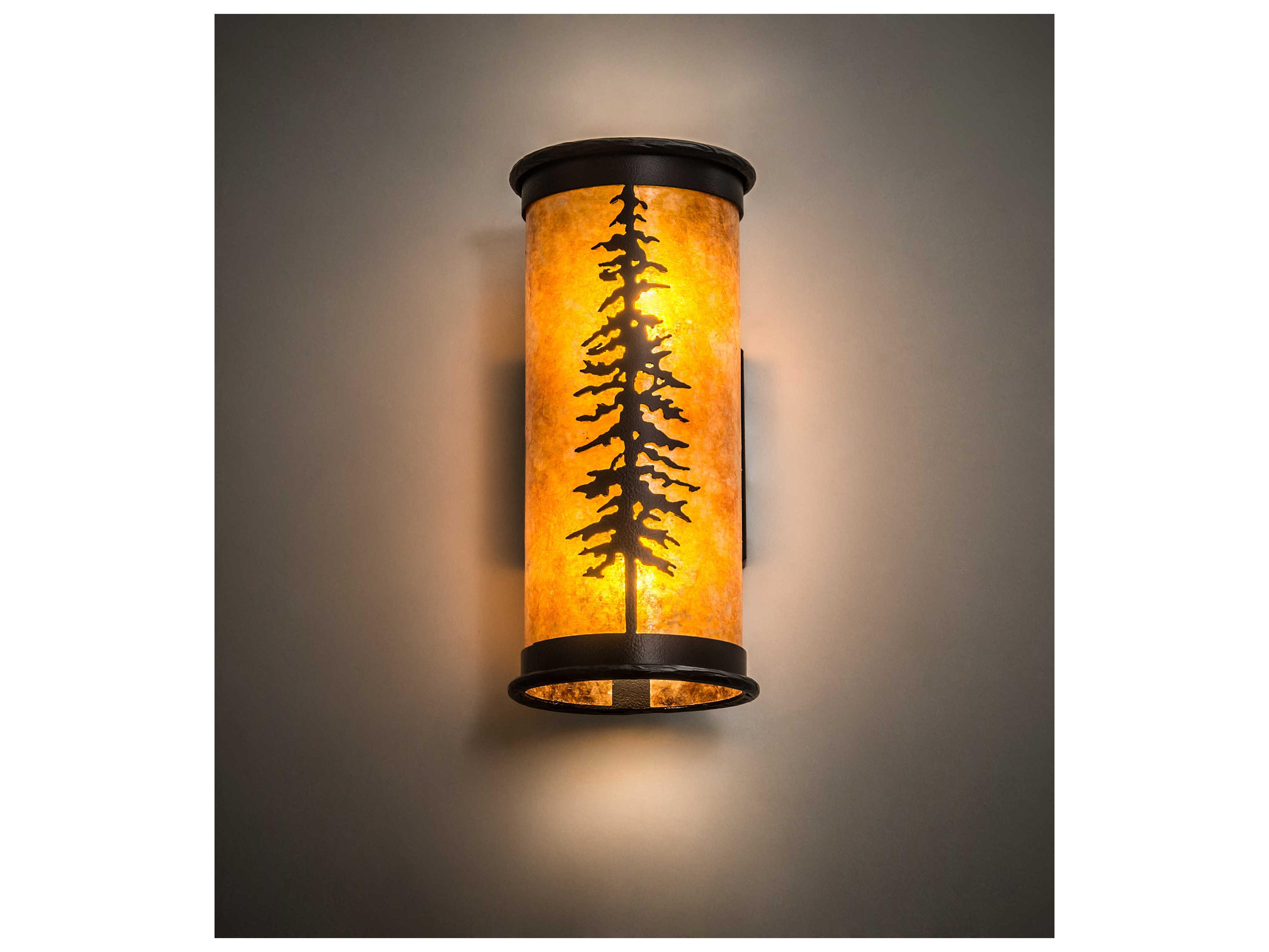 Meyda Pines 2-Light Black Amber Mica Brown Wall Sconce