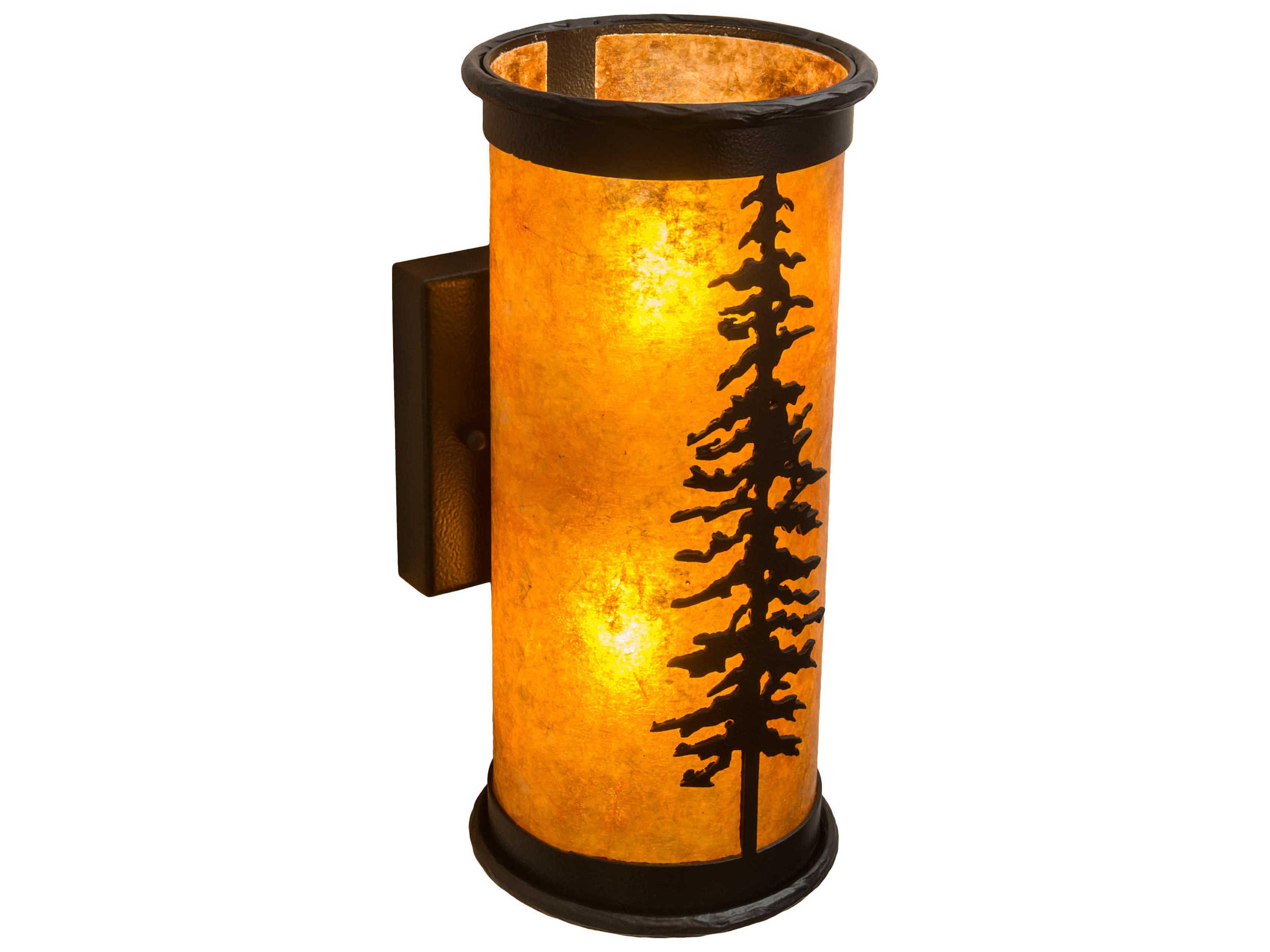 Meyda Pines 2-Light Black Amber Mica Brown Wall Sconce