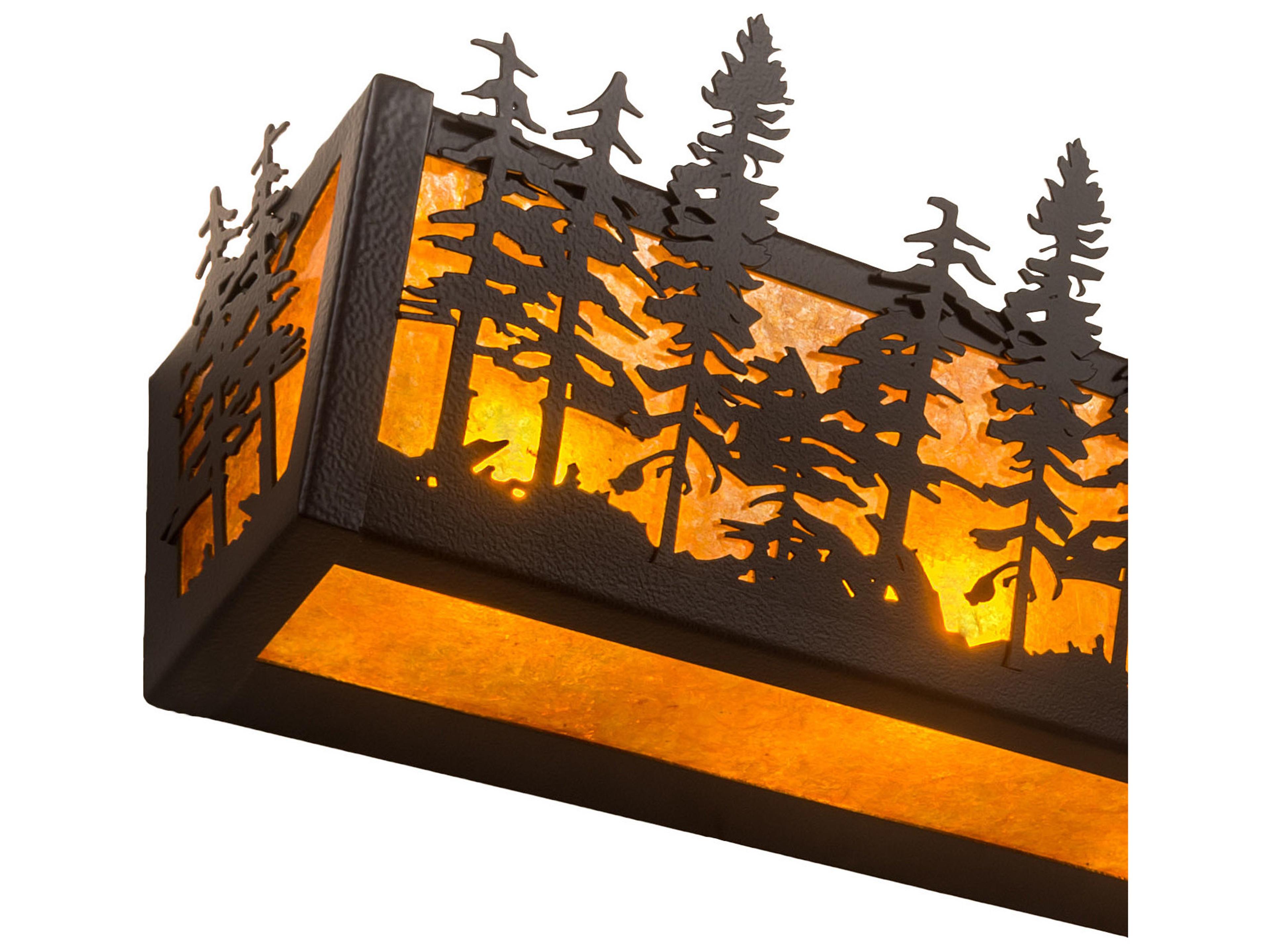 Meyda Tall Pines 4-Light Black Amber Mica Brown Vanity Light