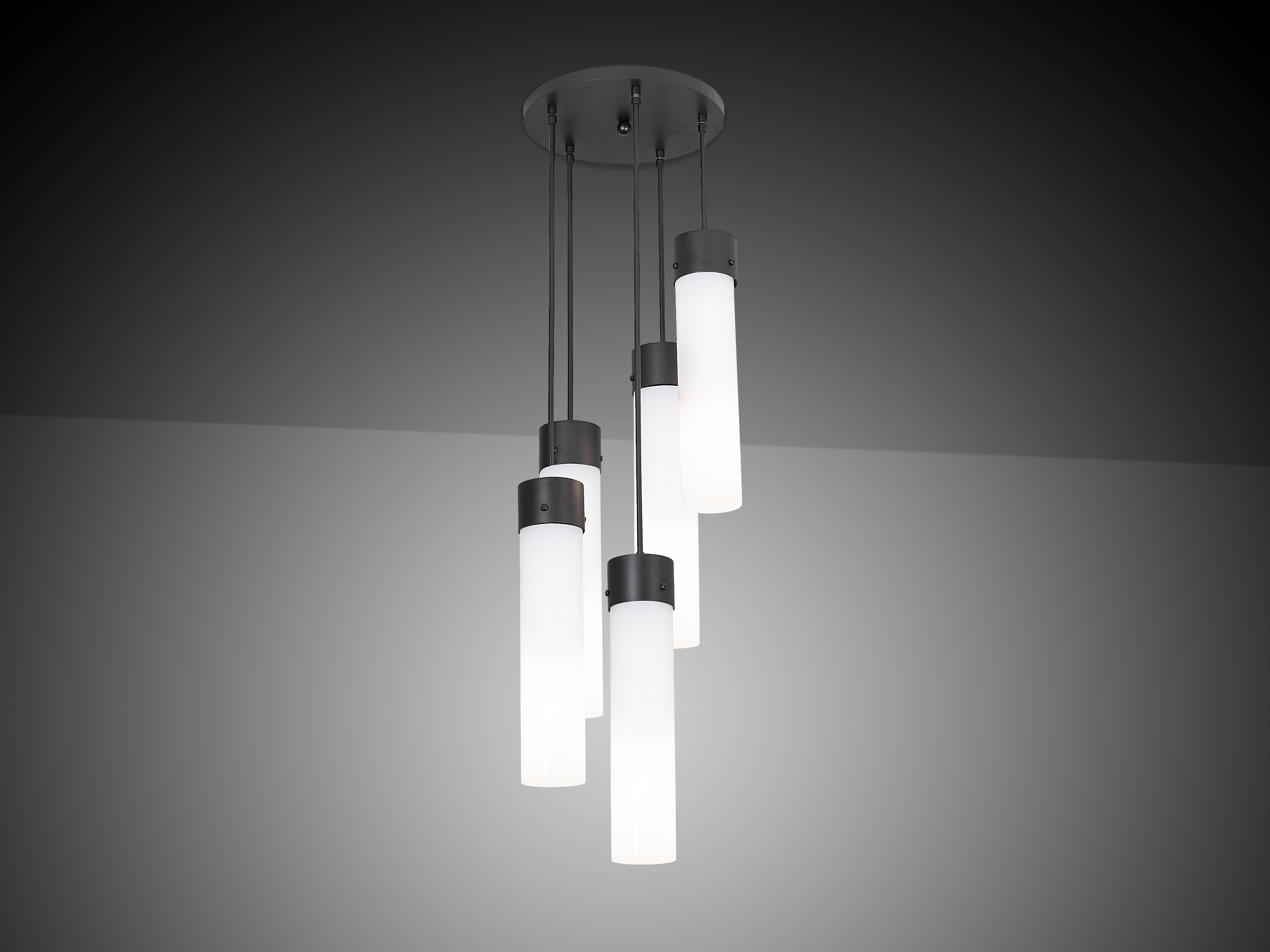 Meyda Cilindro 5-Light White Black Cylinder Pendant