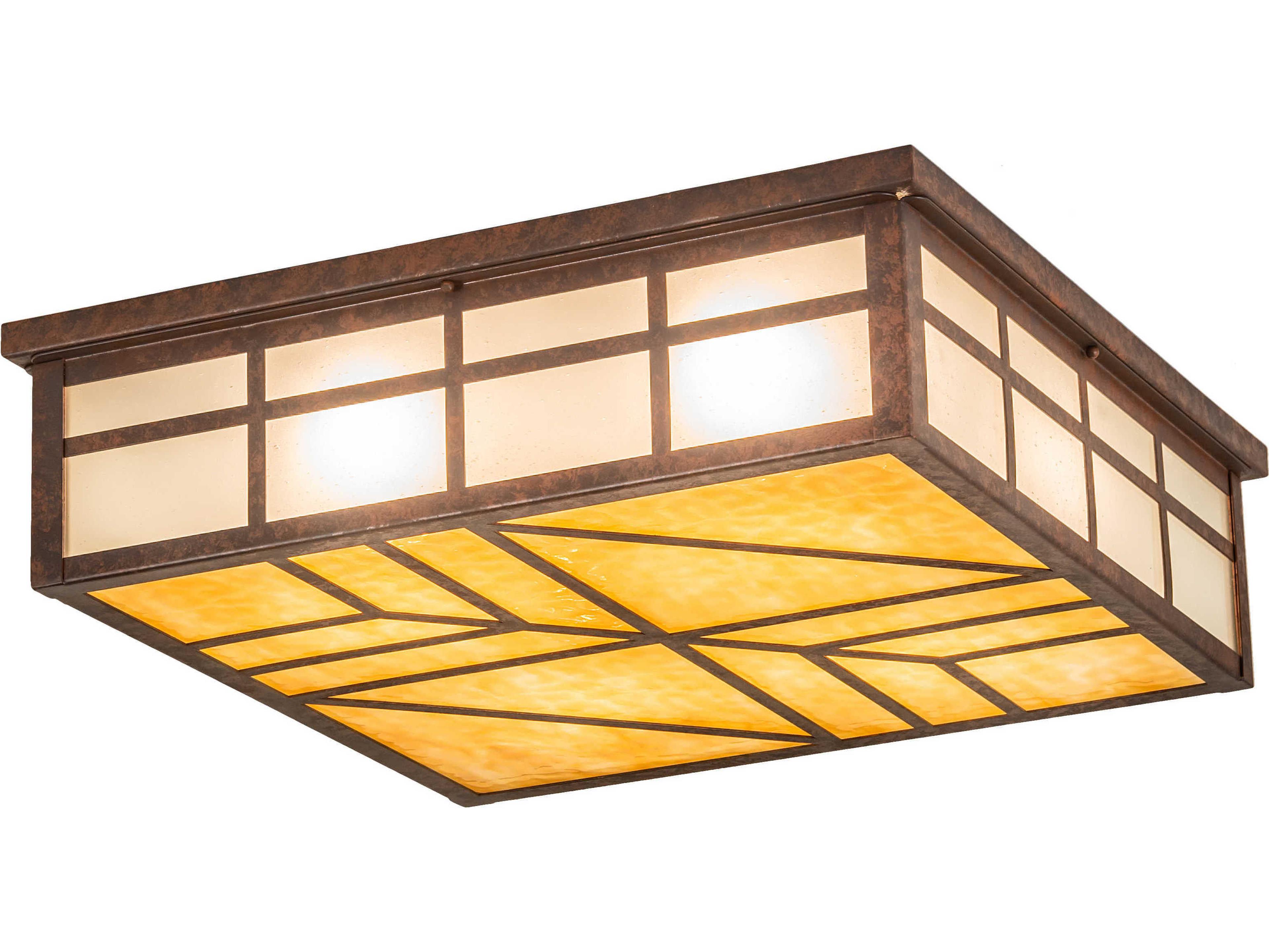 Meyda Santa Fe 4-Light Rust Brown Glass Flush Mount