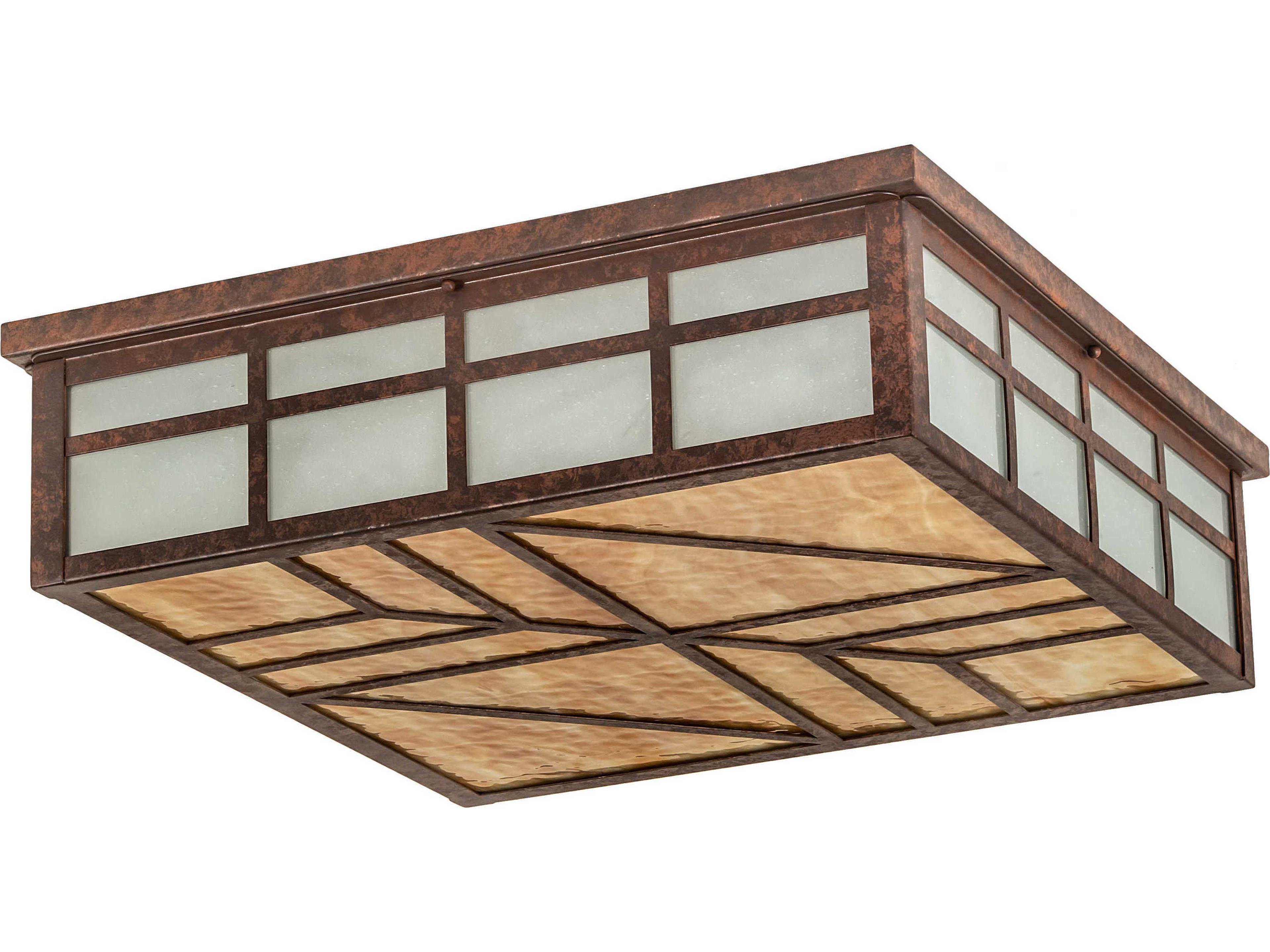 Meyda Santa Fe 4-Light Rust Brown Glass Flush Mount