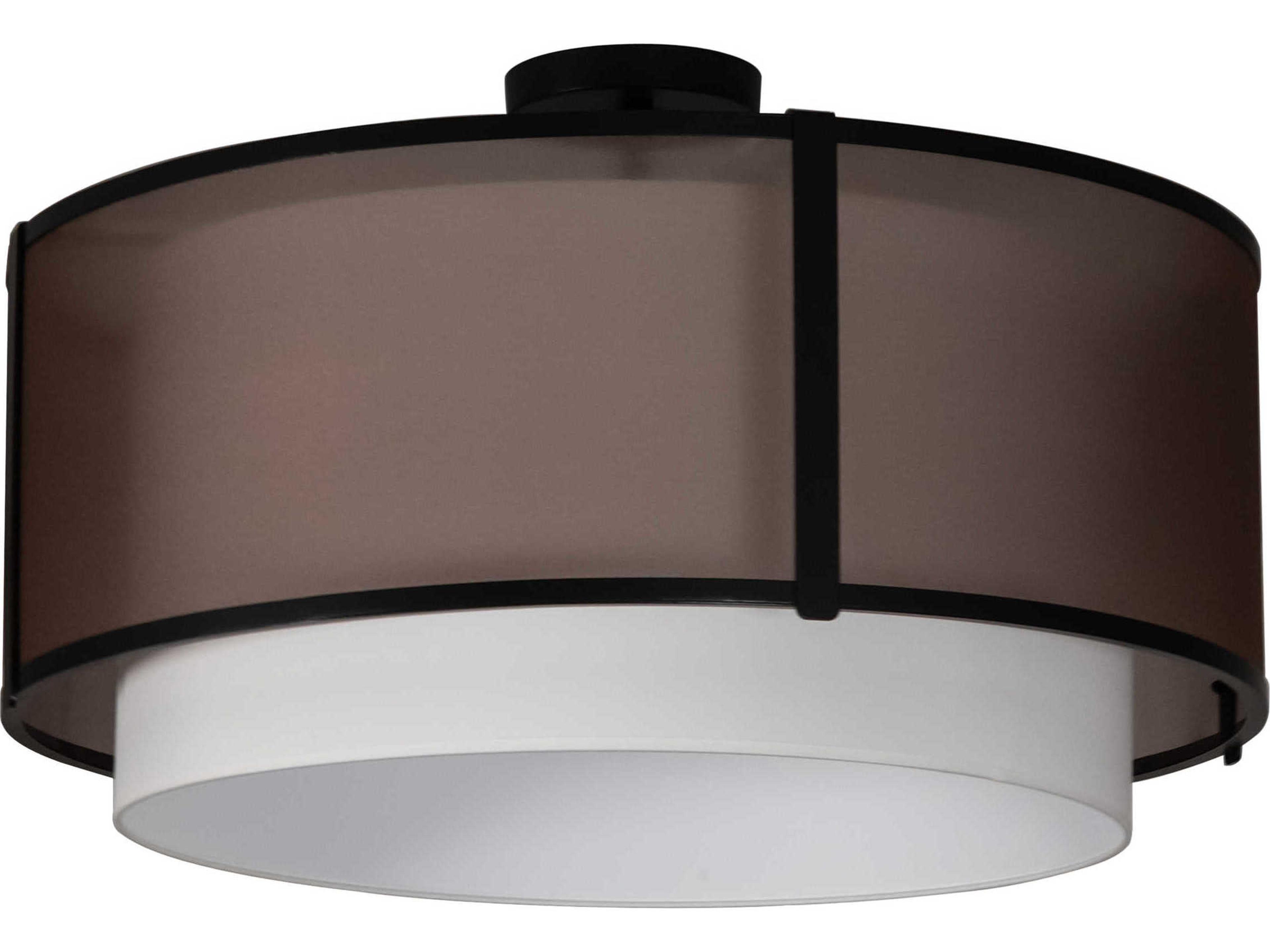 Meyda Cilindro 3-Light Black Amber White Brown LED Drum Semi Flush Mount