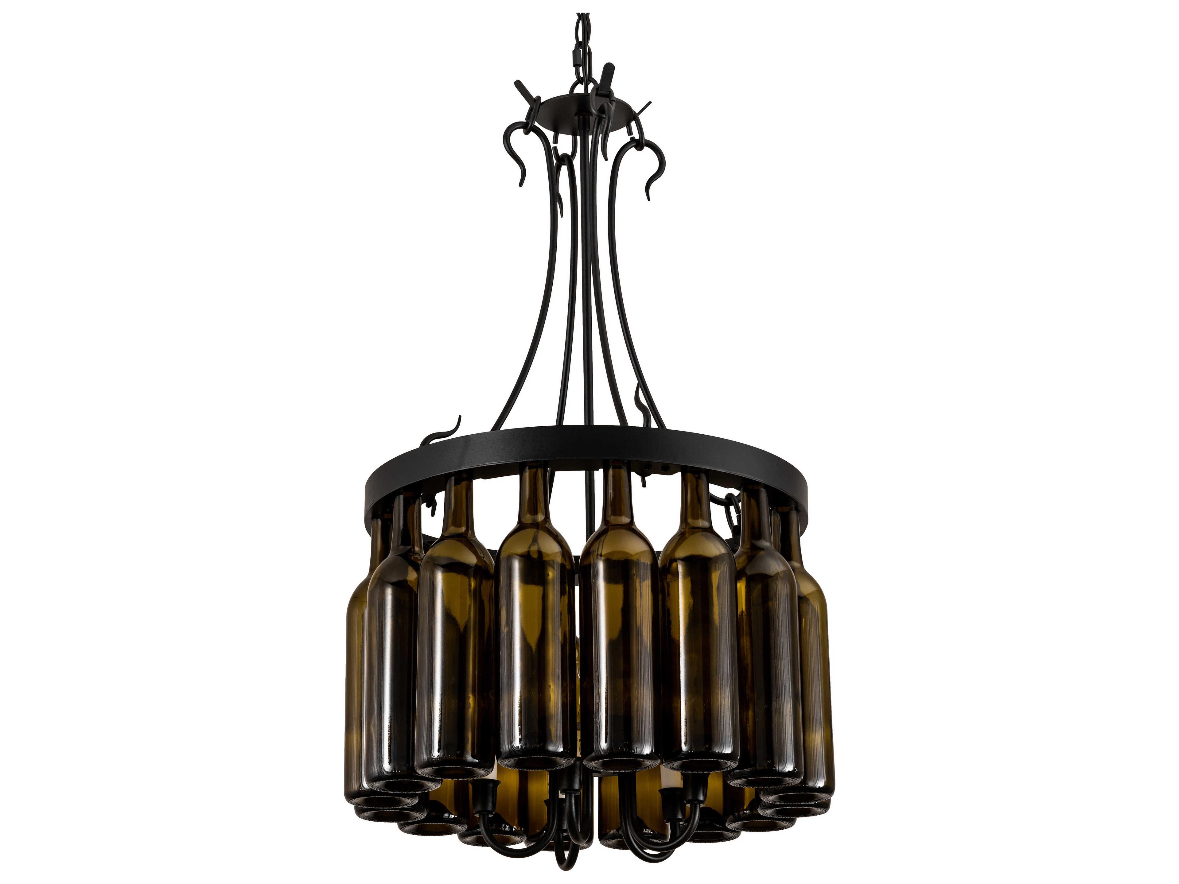 Meyda Tuscan Vineyard 5-Light Black Green Glass Drum Pendant