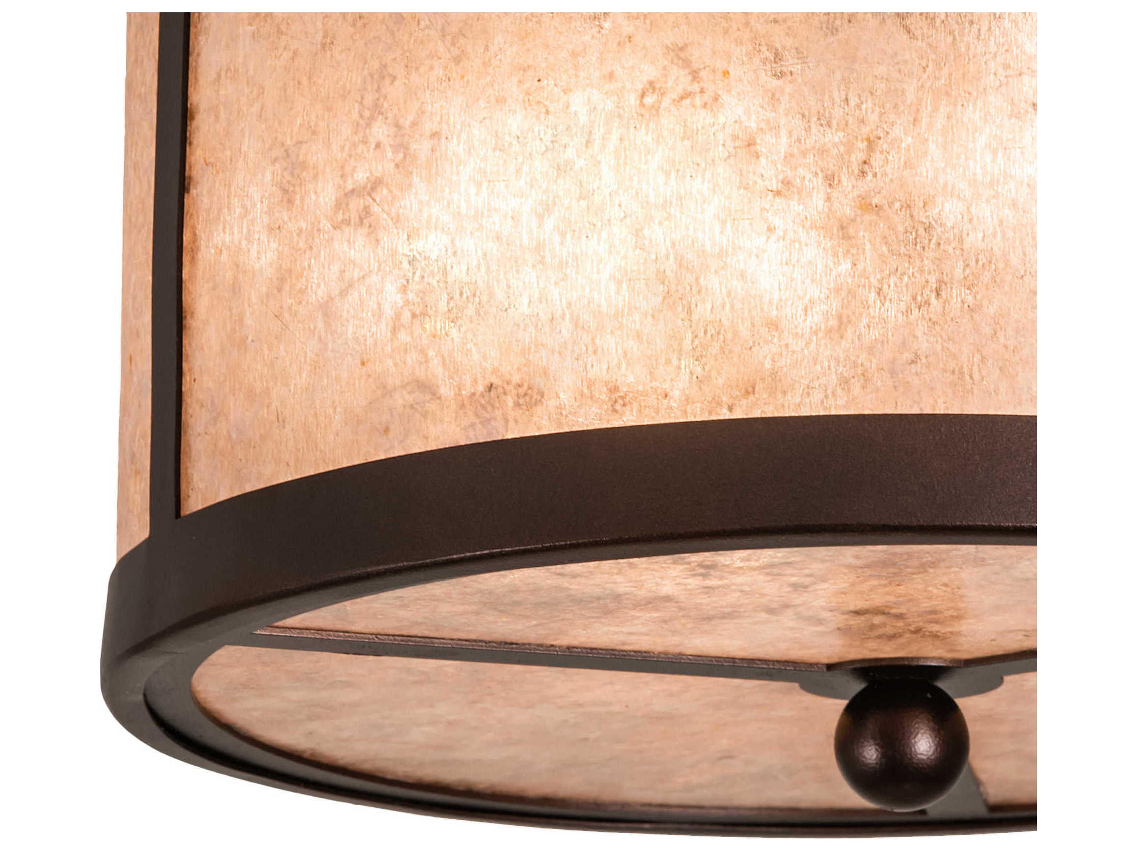 Meyda Smythe Craftsman 2-Light Mahogany Bronze Silver Drum Flush Mount