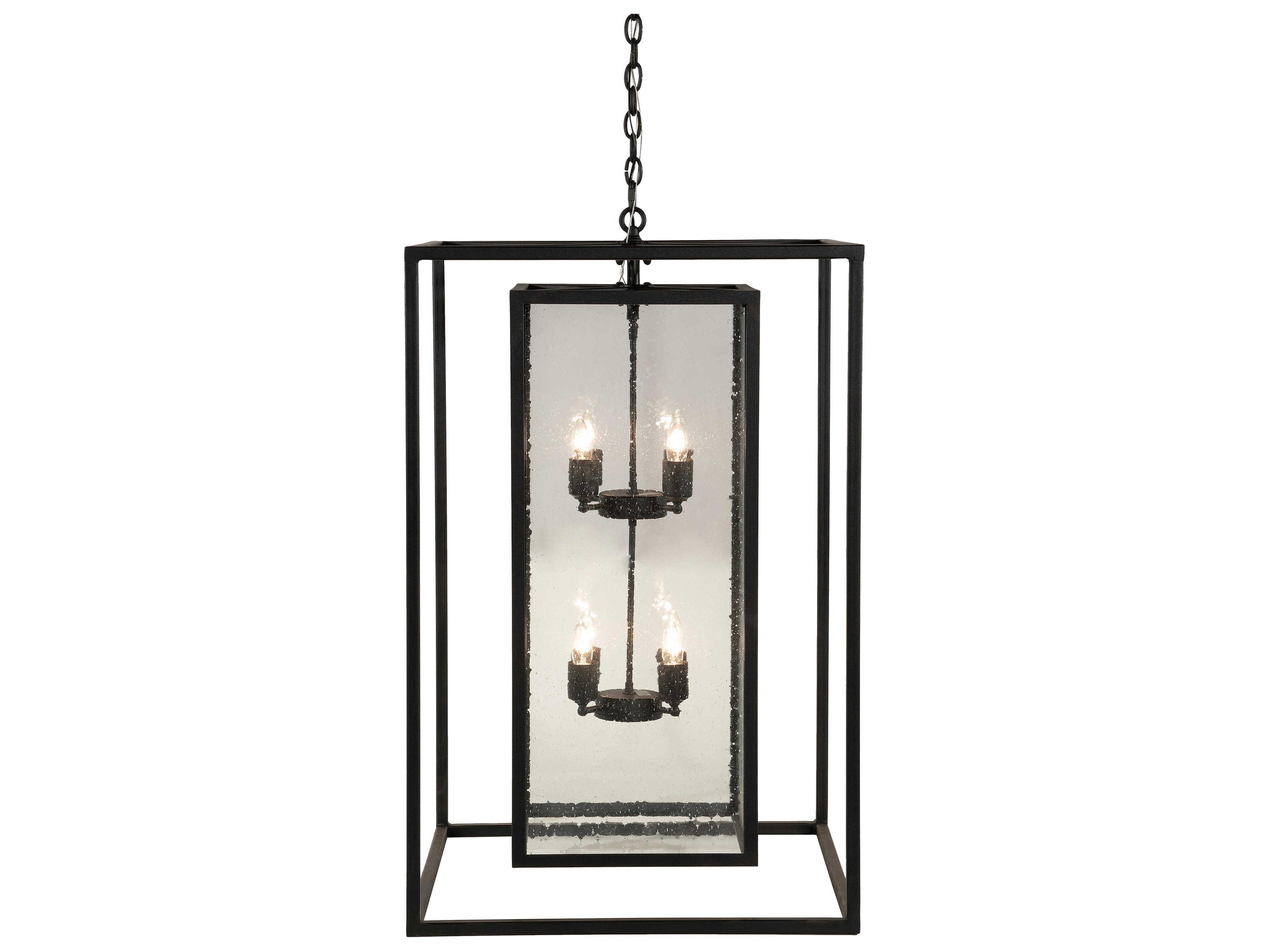 Meyda Kitzi Box 8-Light Black Clear Seedy Glass Candelabra Geometric Chandelier