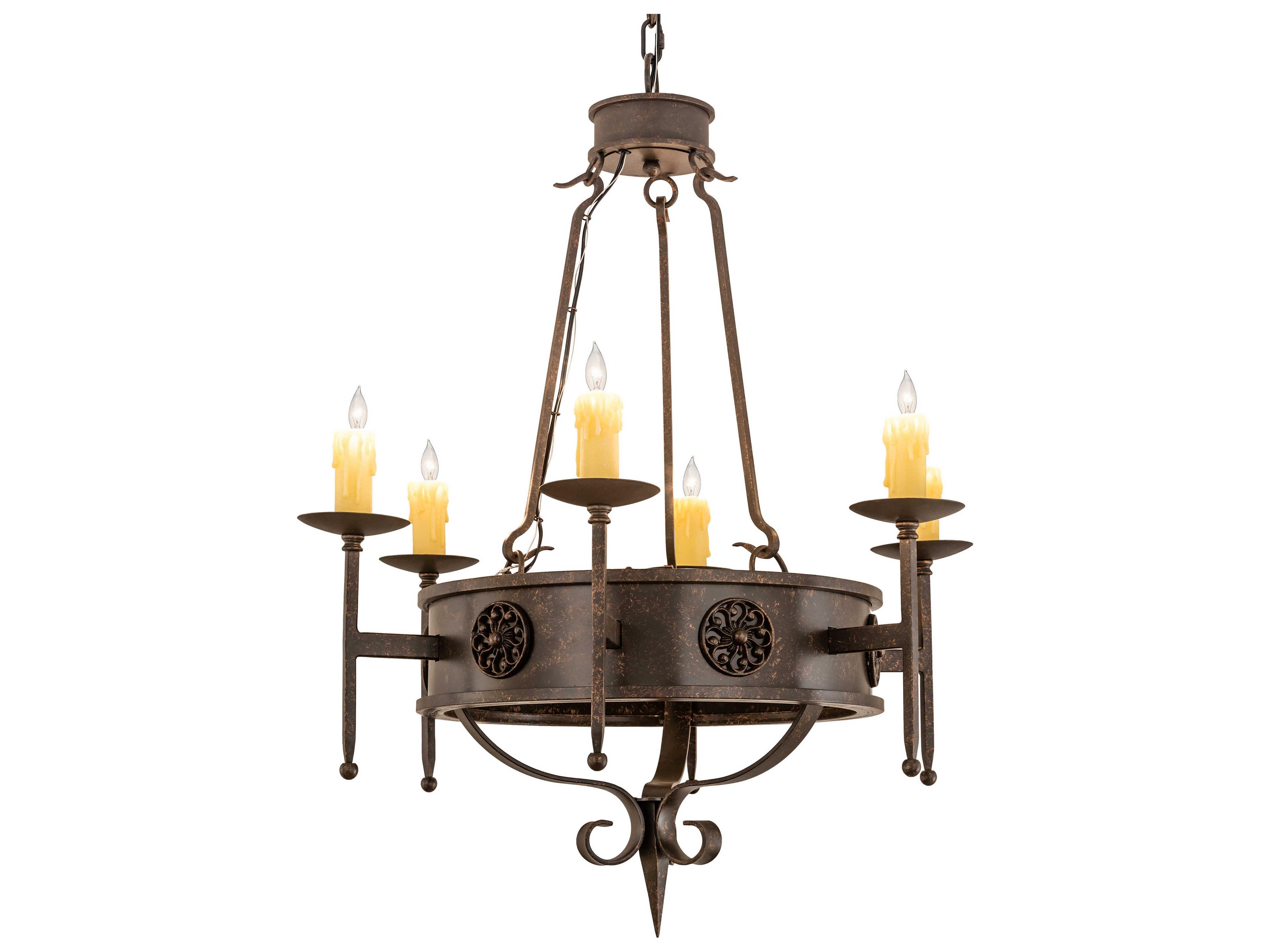Meyda Lorenzo 6-Light Chocolate Beige Brown Candelabra Chandelier