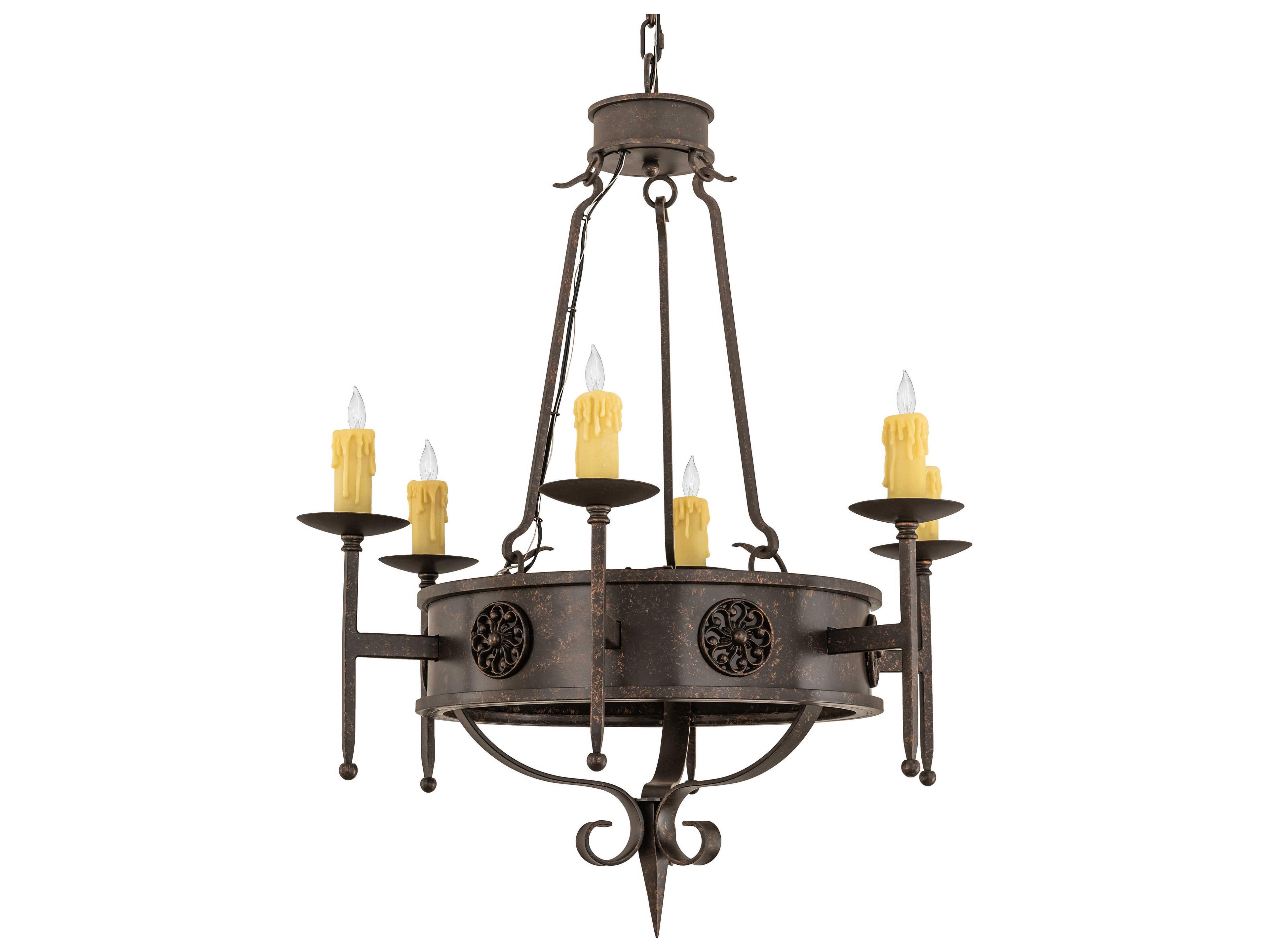 Meyda Lorenzo 6-Light Chocolate Beige Brown Candelabra Chandelier