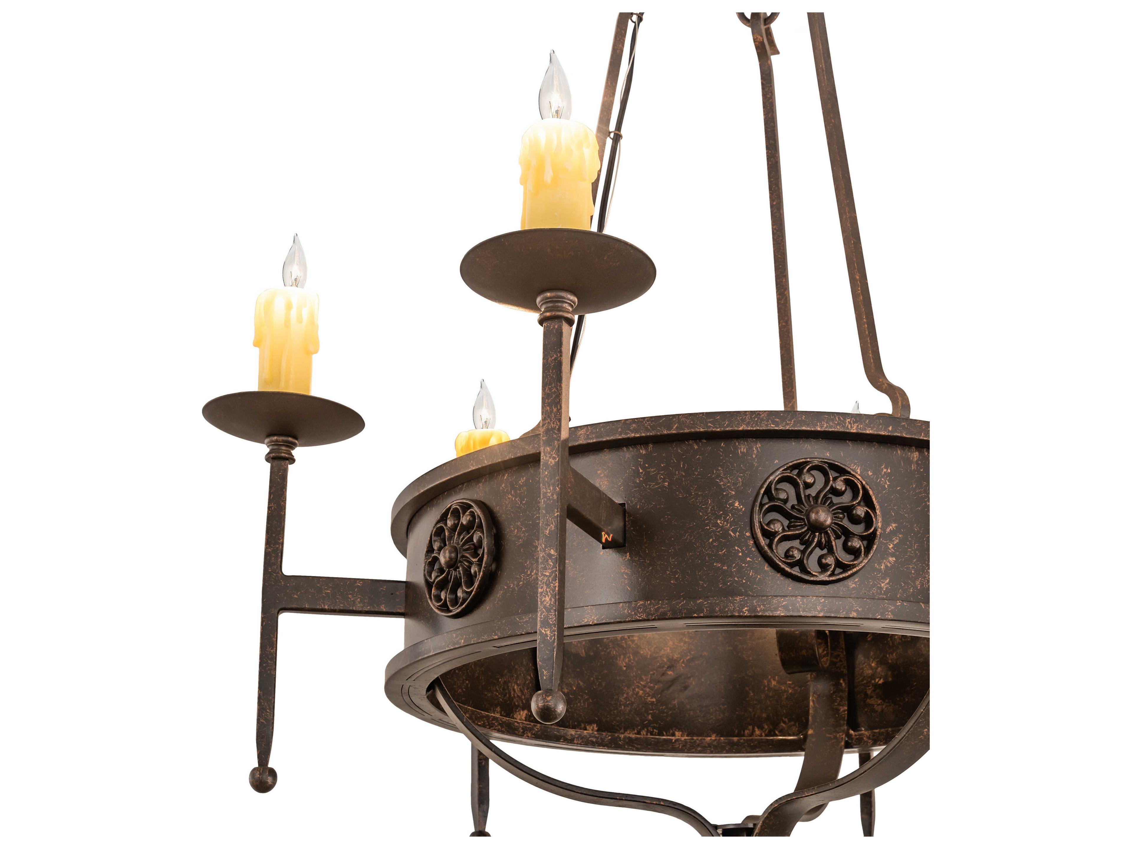 Meyda Lorenzo 6-Light Chocolate Beige Brown Candelabra Chandelier
