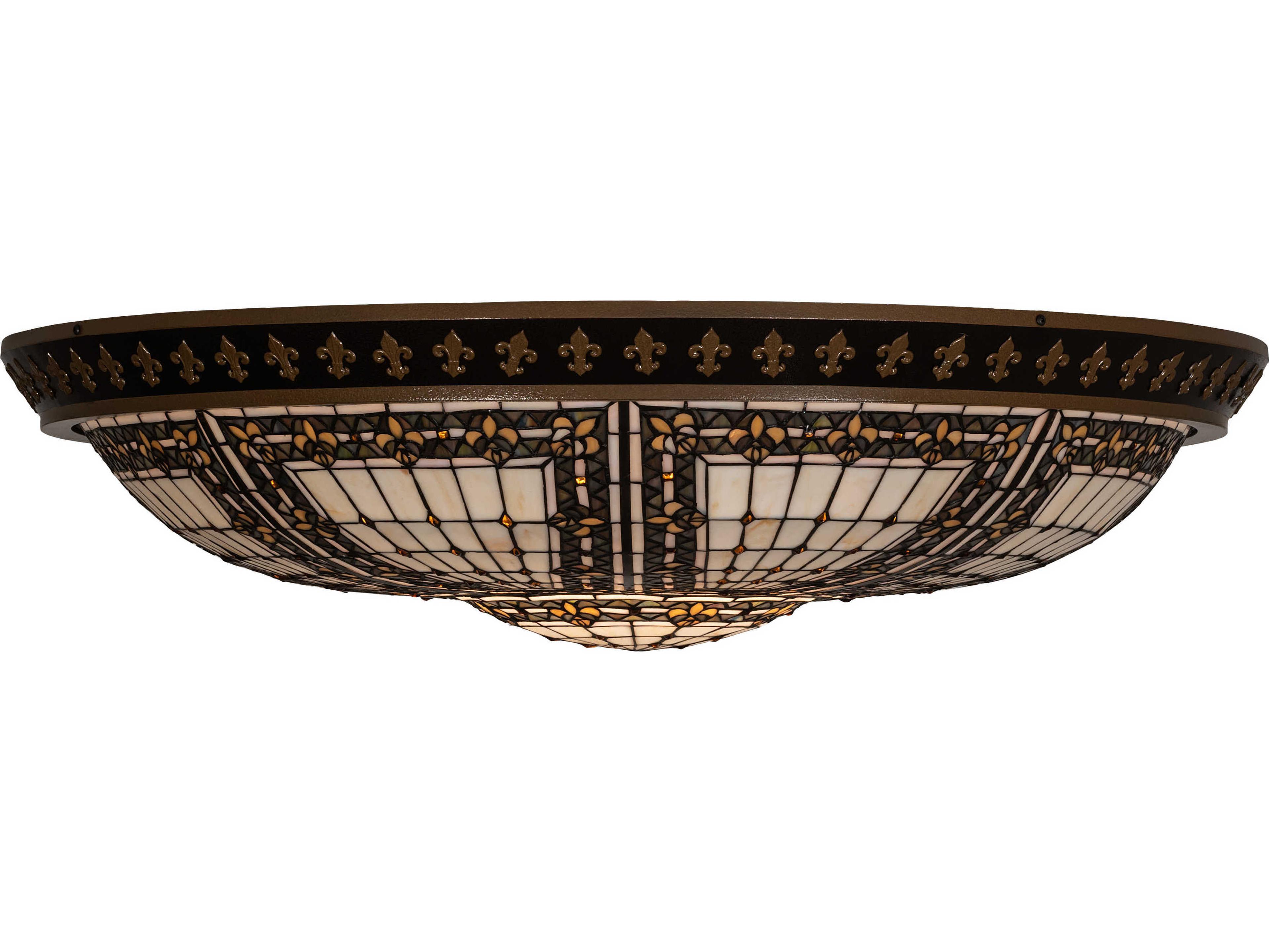 Meyda Fleur-de-lis 8-Light Copper Vein Brown Glass LED Bowl Flush Mount
