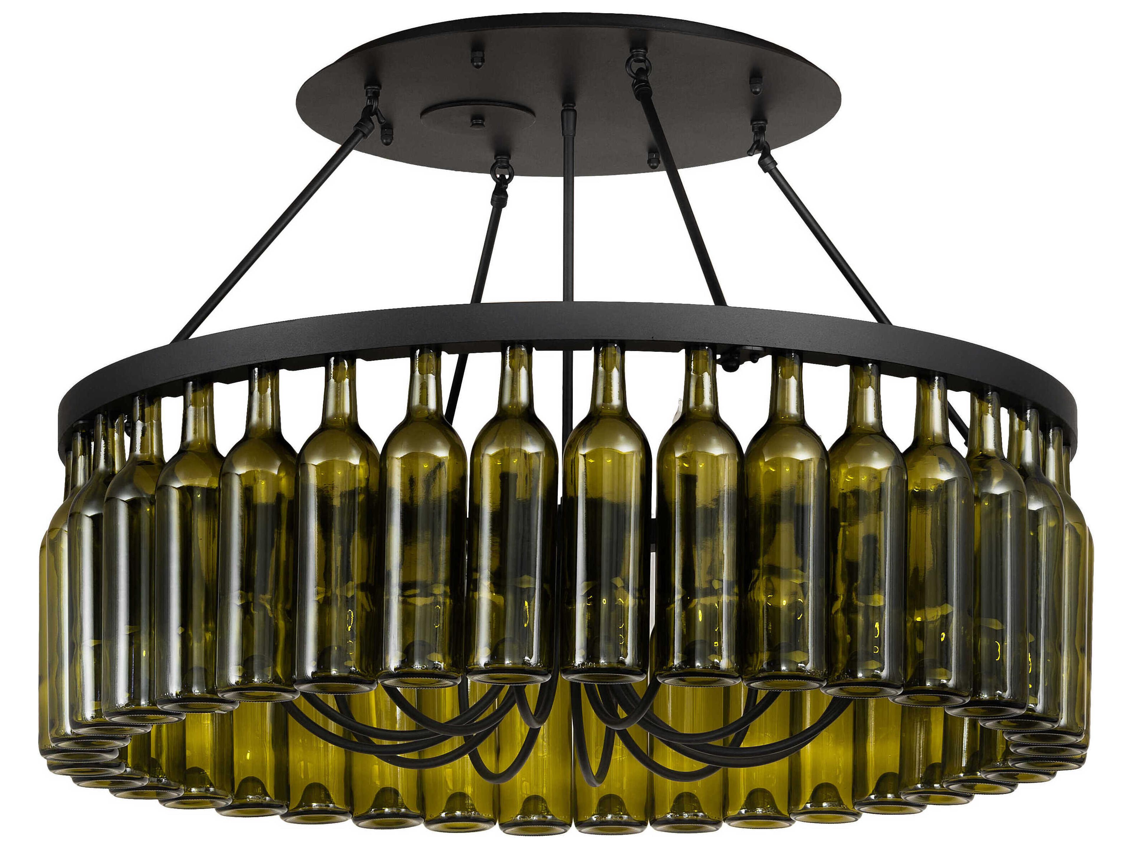 Meyda Tuscan Vineyard 12-Light Textured Black Green Chandelier