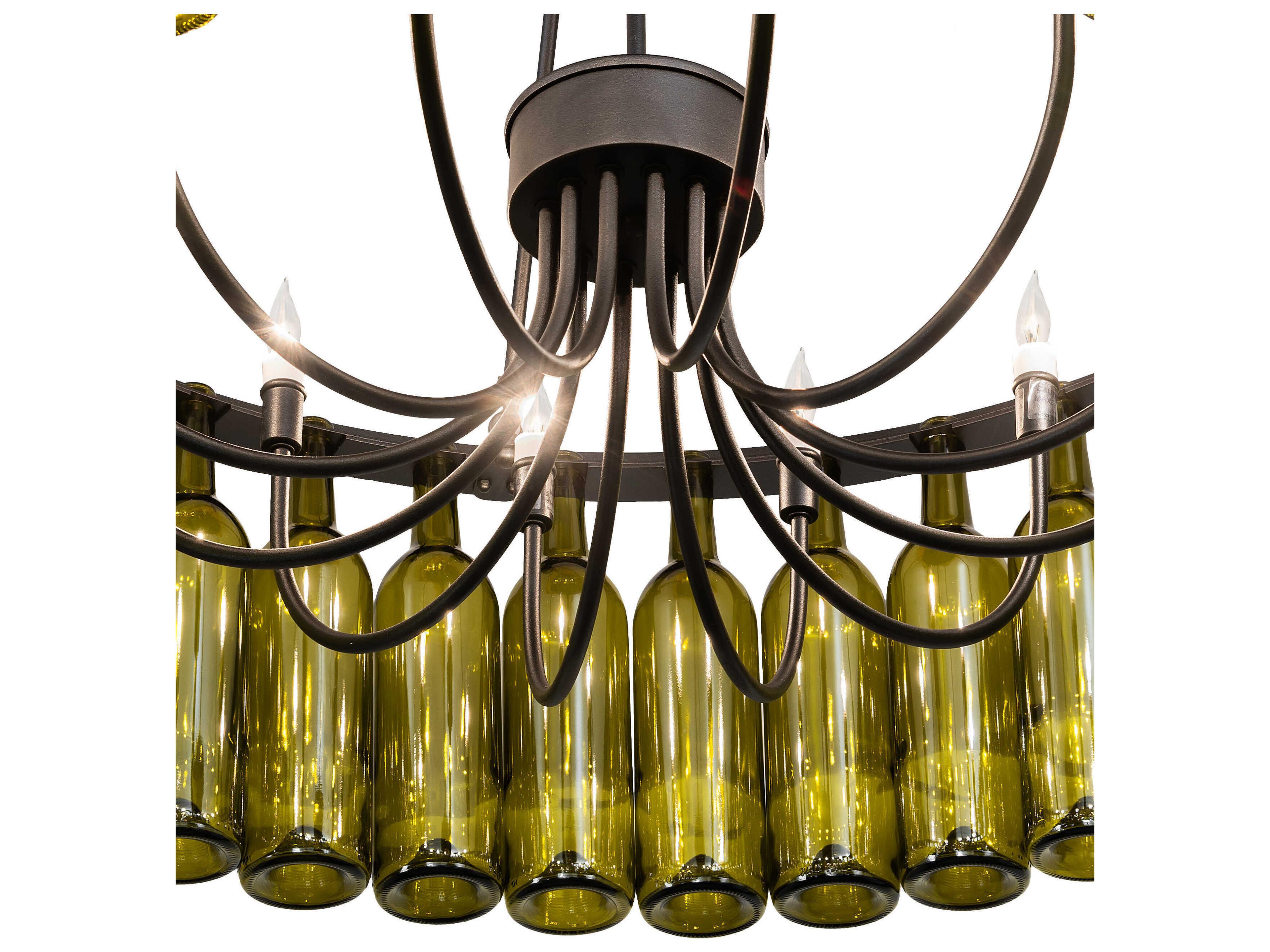 Meyda Tuscan Vineyard 12-Light Textured Black Green Chandelier