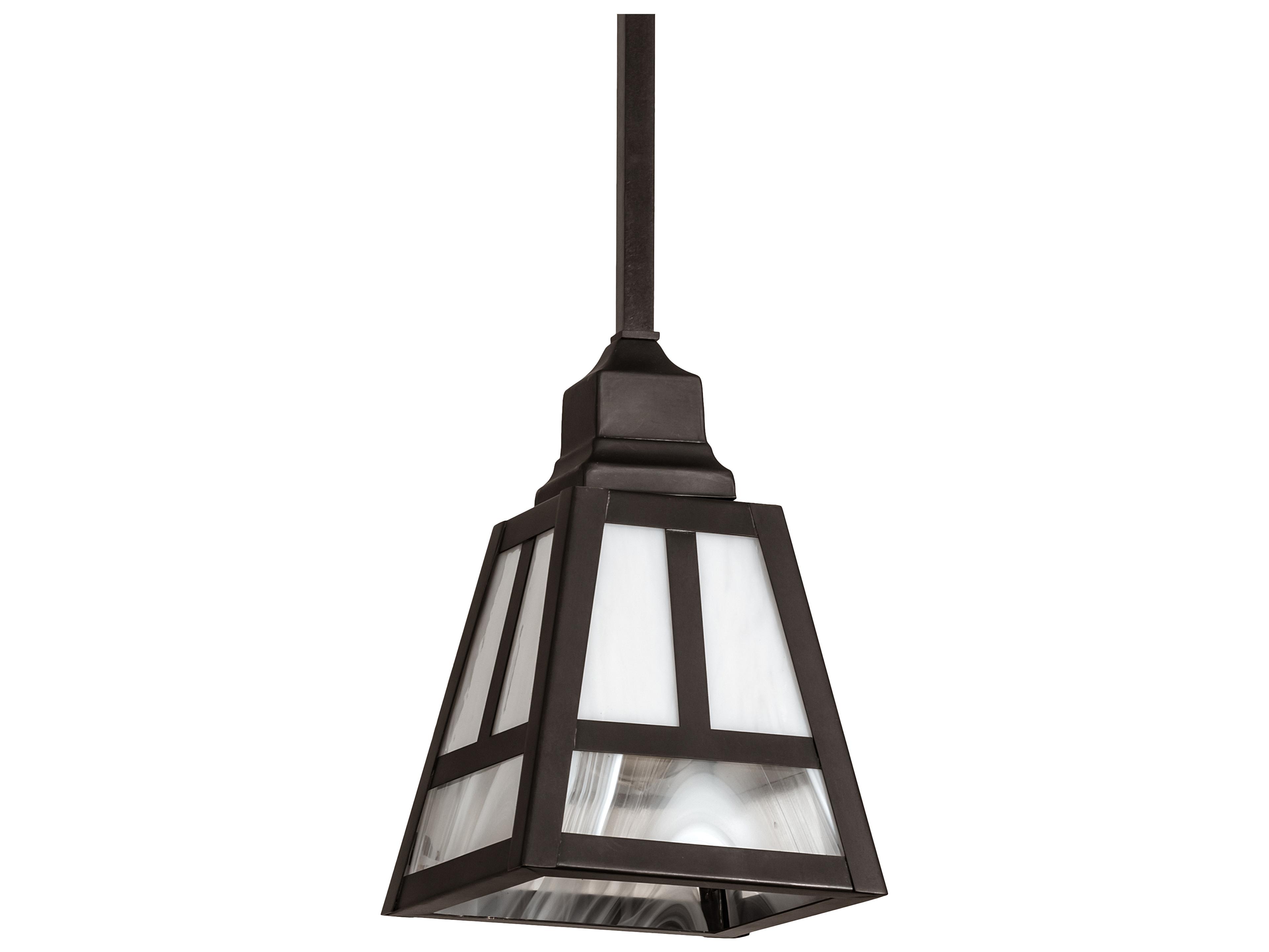 Meyda T-mission 1-Light Craftsman Brown White Glass Mini Pendant