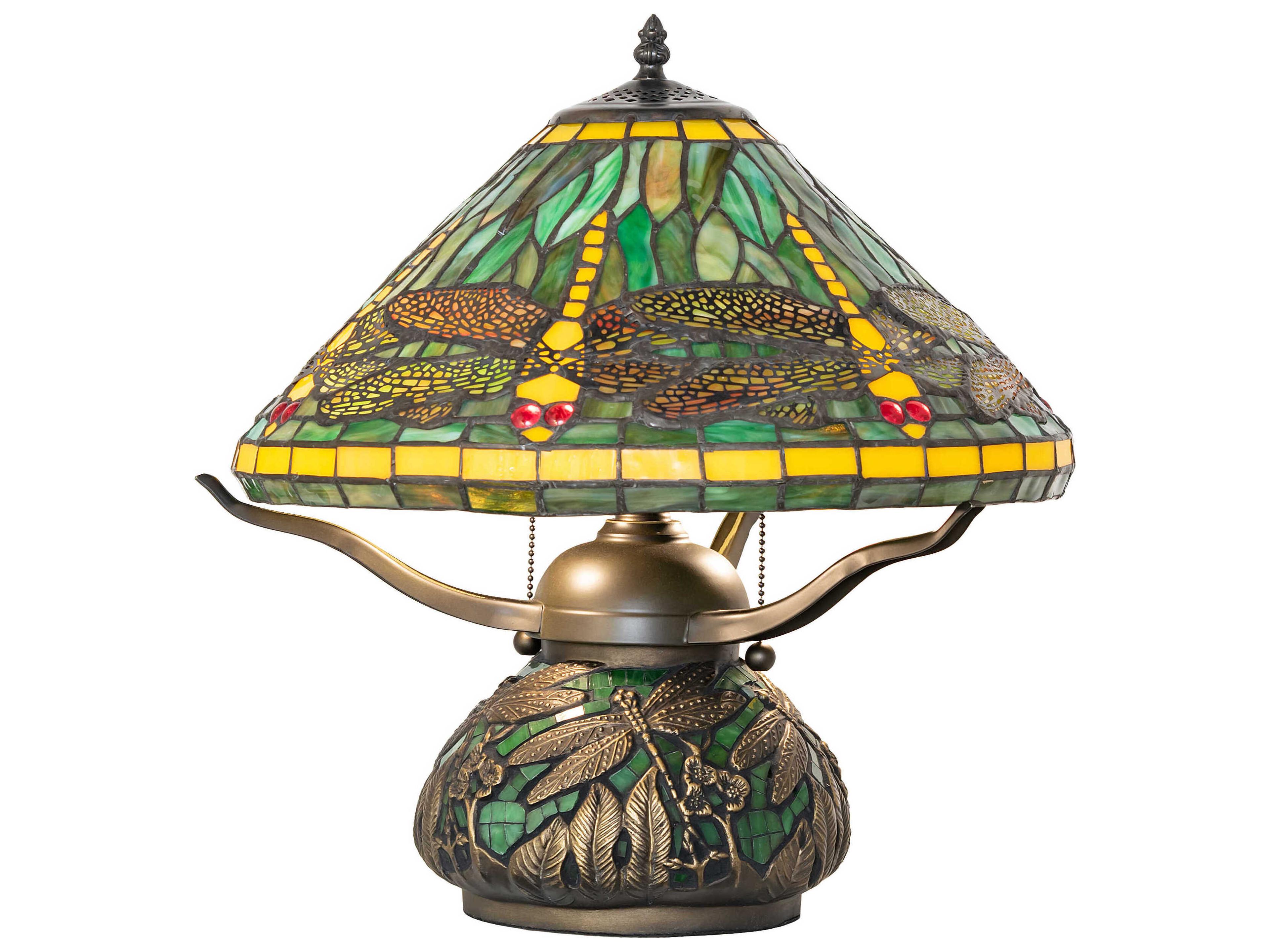 Tiffany Dragonfly Mahogany Bronze Table Lamp