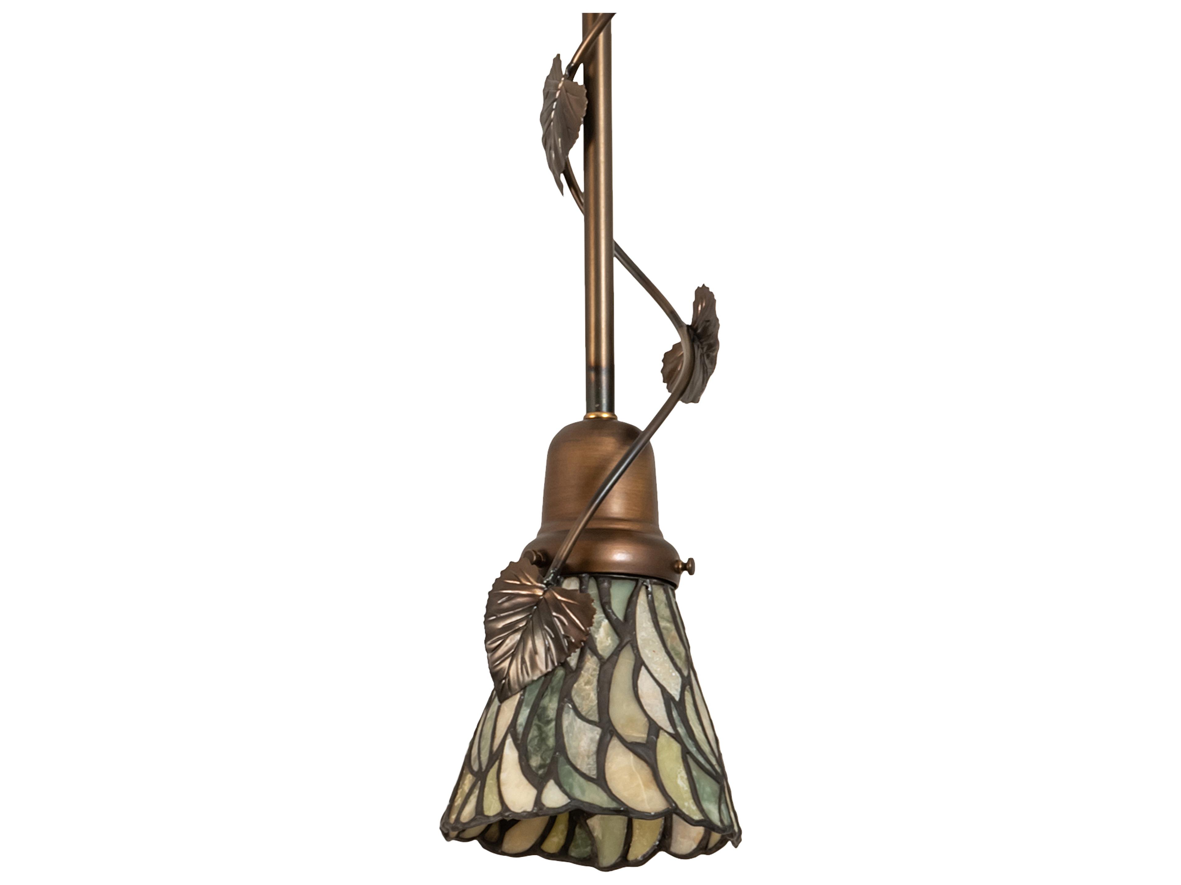 Meyda Willow 1-Light Antique Copper Green Bell Mini Pendant