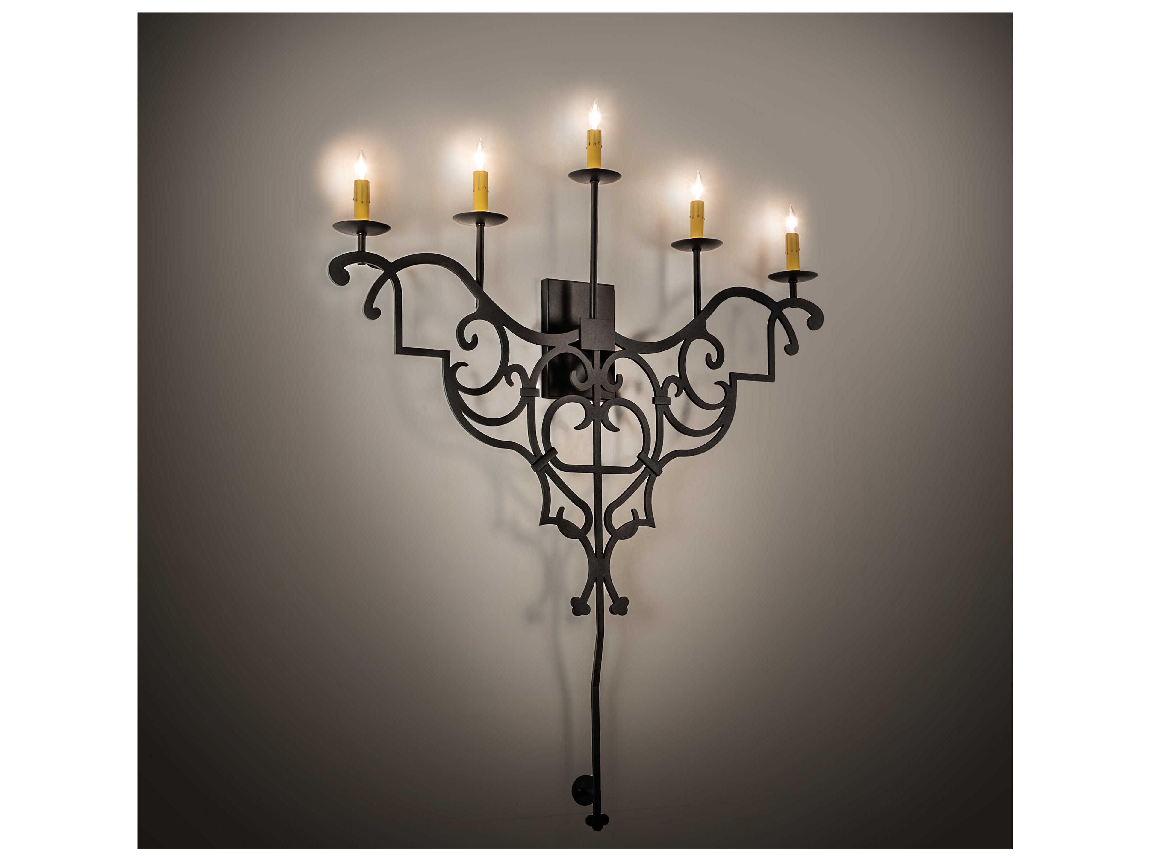Meyda Fleur De Lys 5-Light Wrought Iron Black LED Wall Sconce