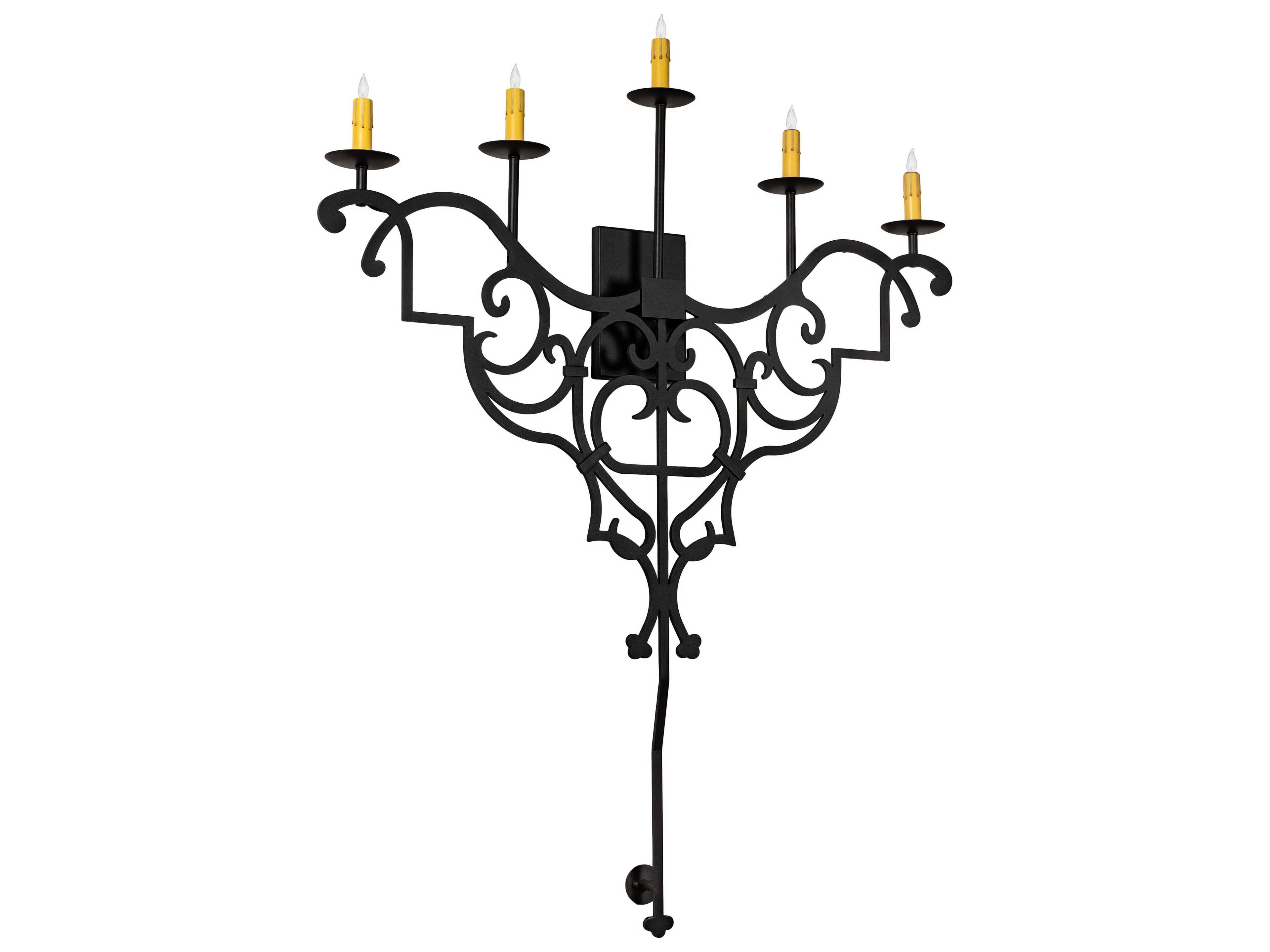Meyda Fleur De Lys 5-Light Wrought Iron Black LED Wall Sconce