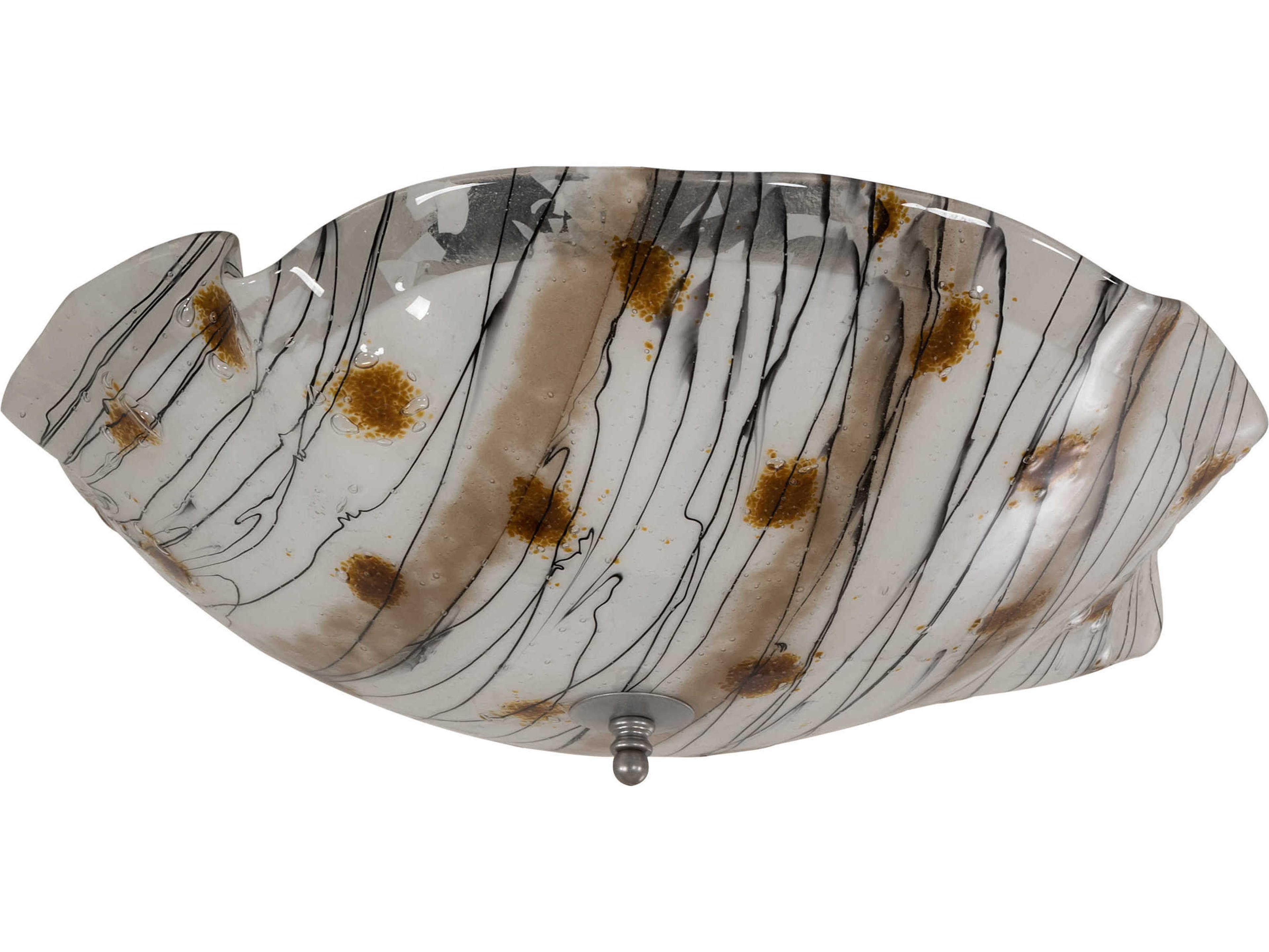 Meyda Organic Slumped 3-Light Chocolate White Black Iridescent Brown Glass Flush Mount