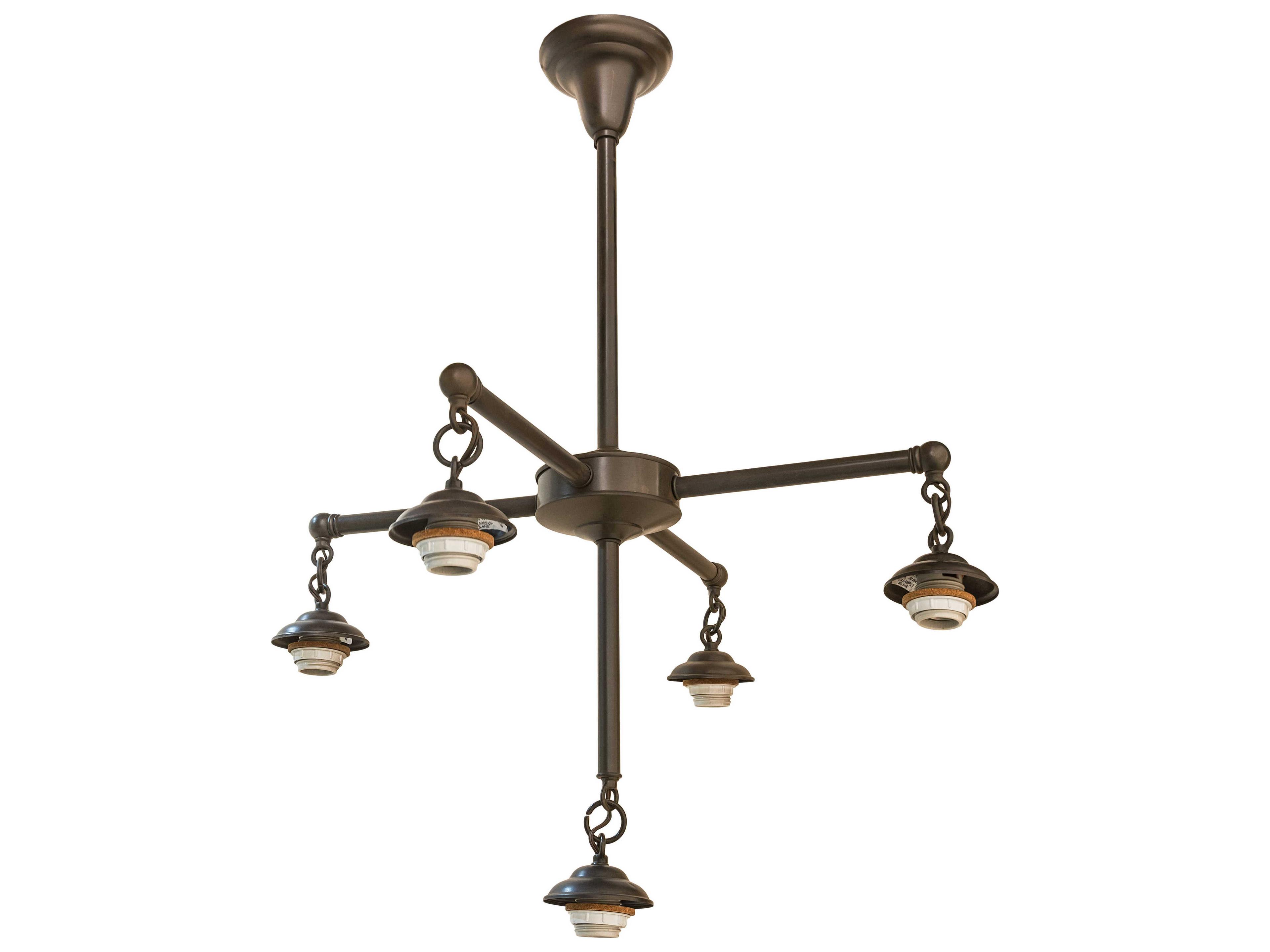 Meyda Pinecone 5-Light Craftsman Brown Green Glass Tiffany Bowl Chandelier