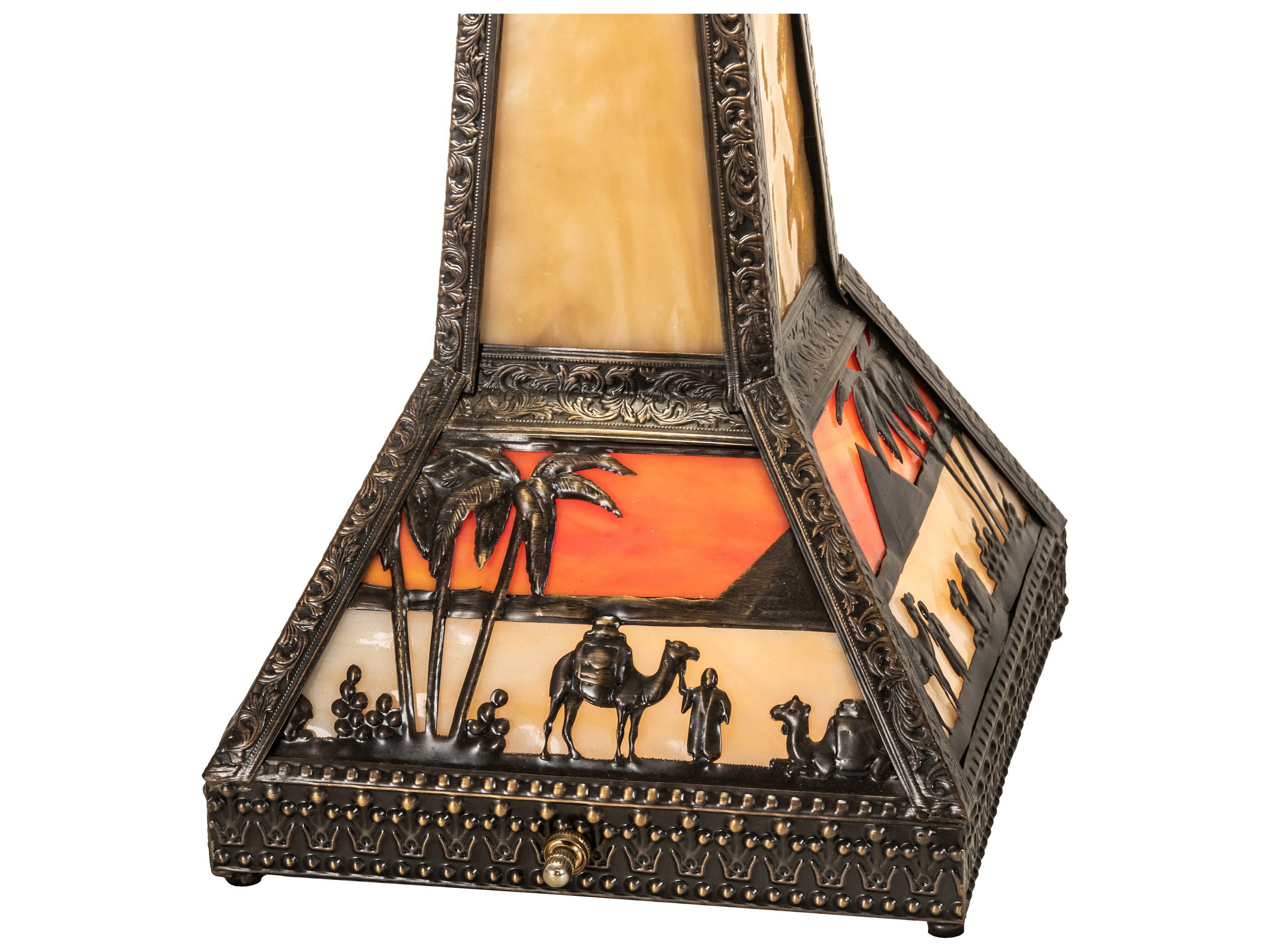 Meyda Camel Glass Tiffany Craftsman Brown Off White Buffet Lamp