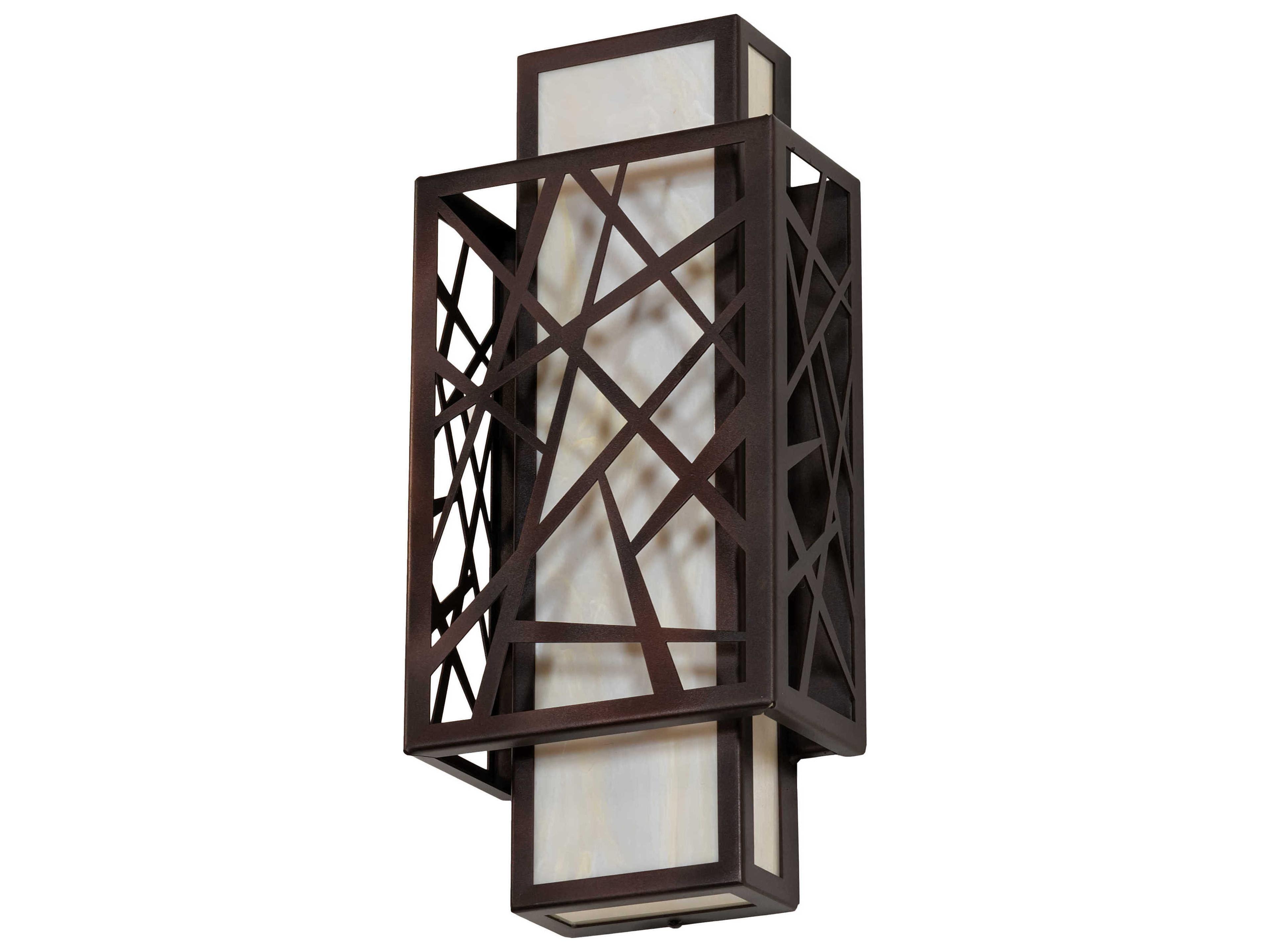 Meyda Quadrato Bronze Off White LED Wall Sconce