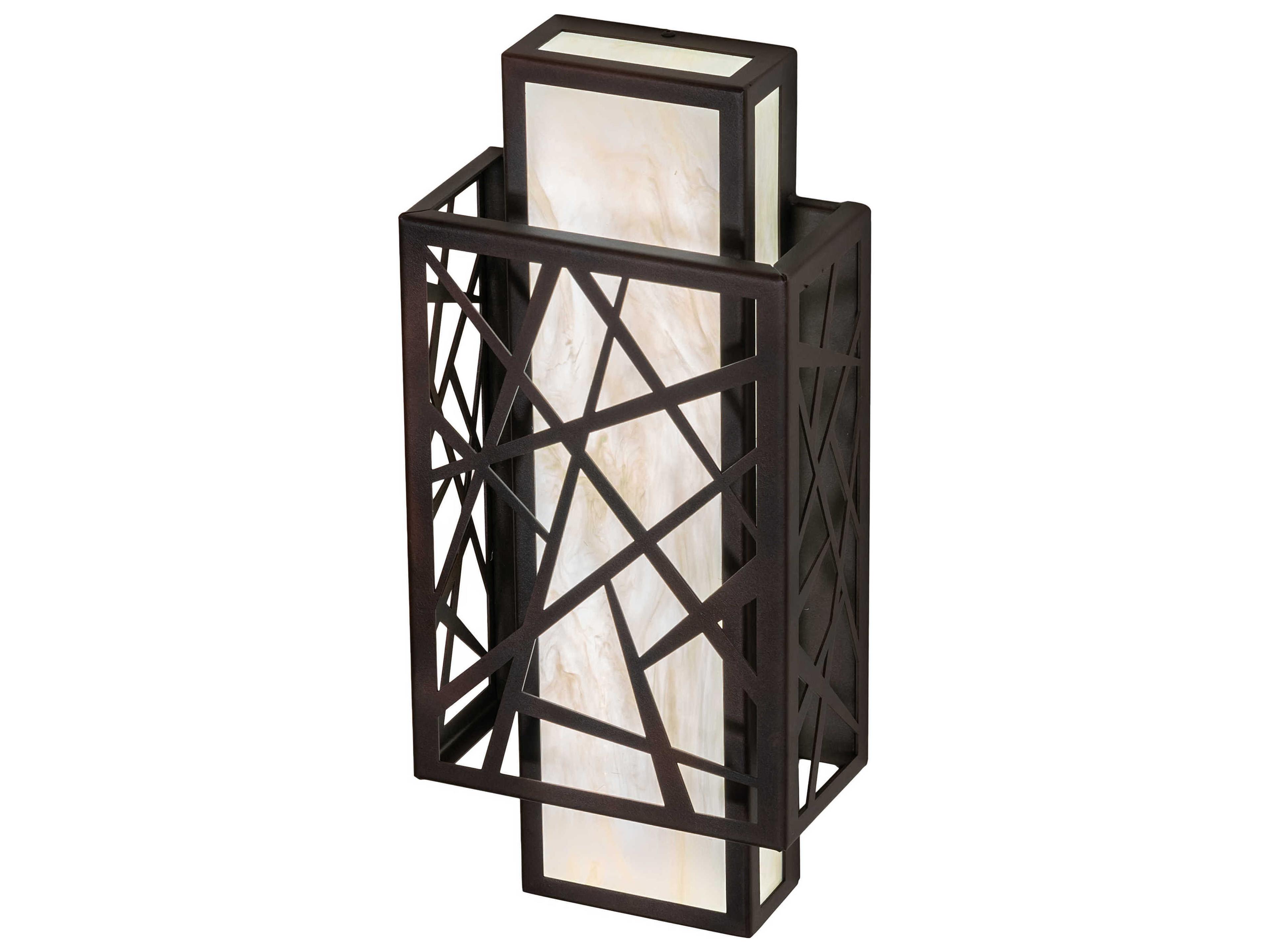 Meyda Quadrato Bronze Off White LED Wall Sconce