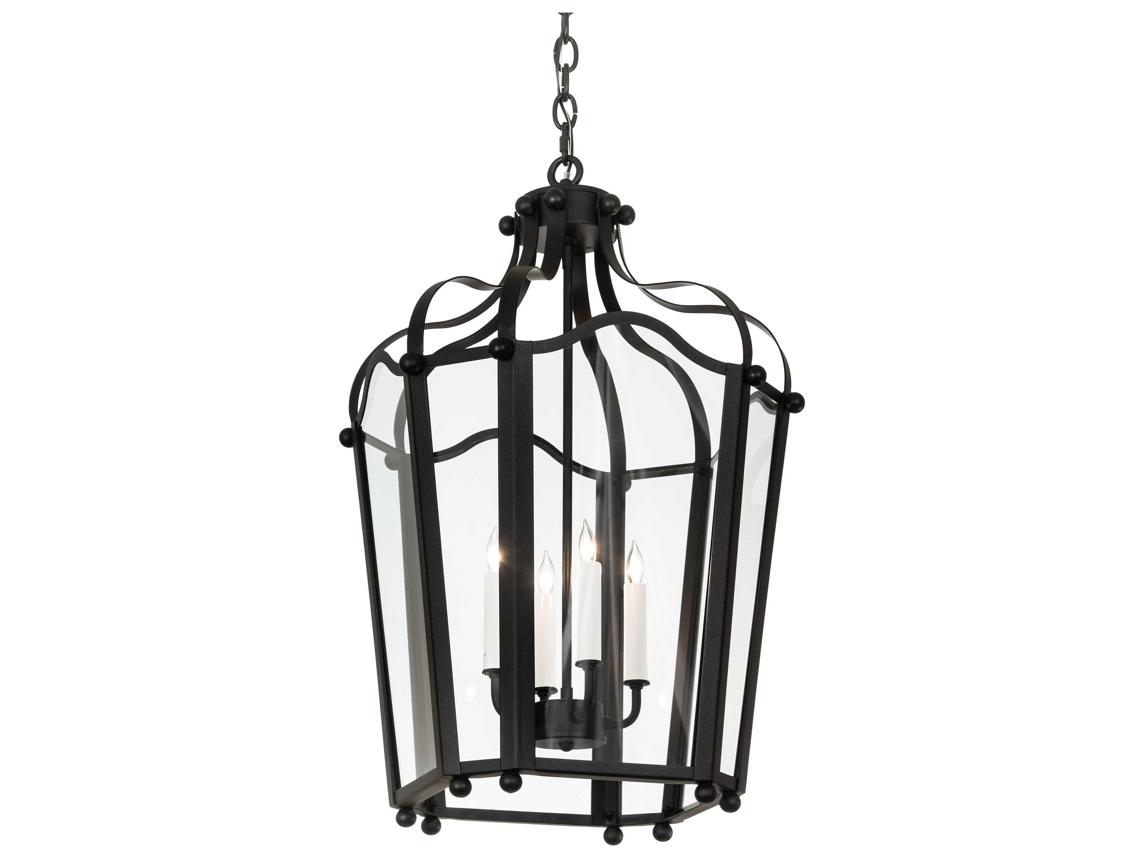 Meyda Citadel 4-Light Black Clear Glass Chandelier