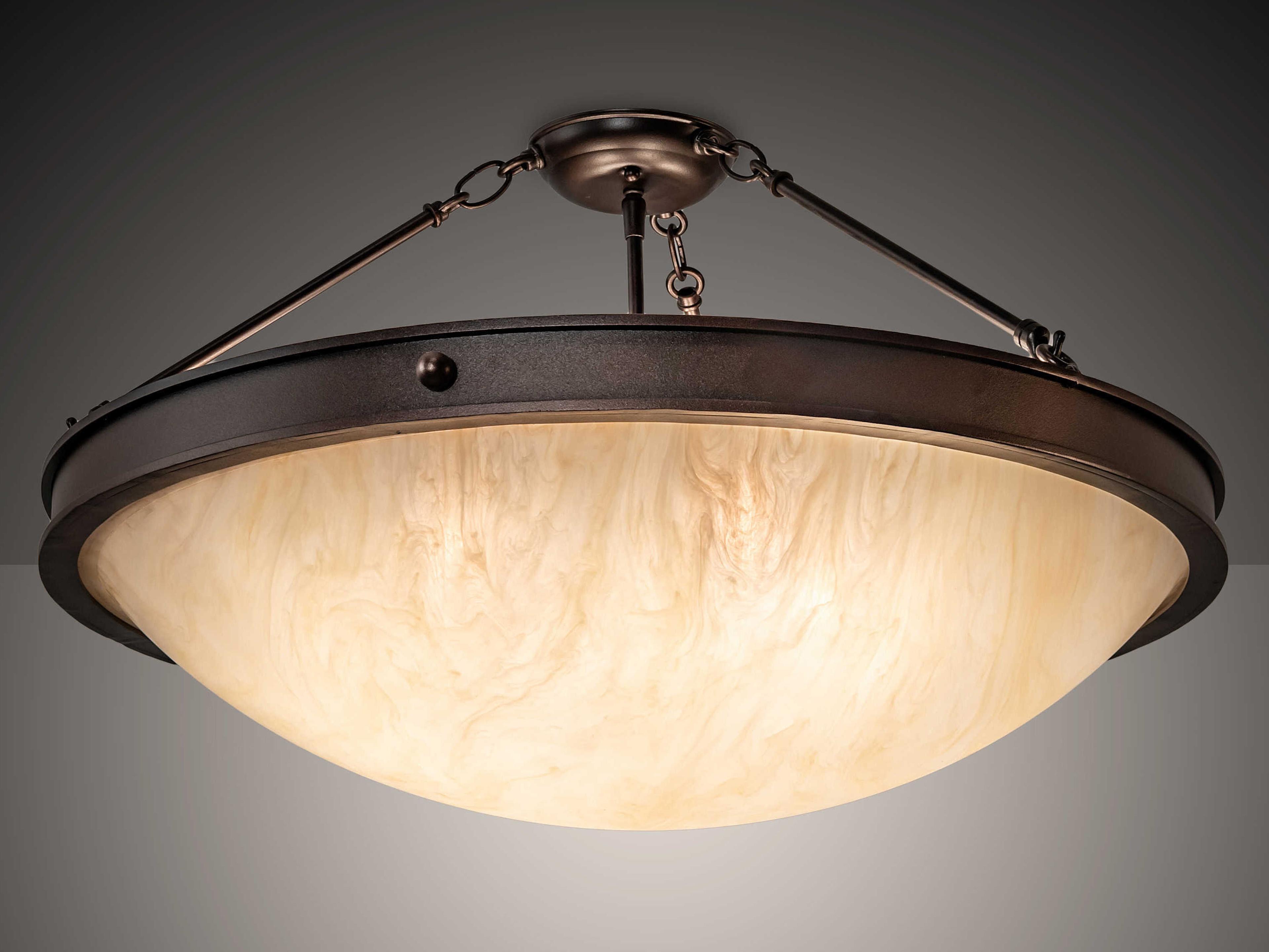 Meyda Dionne 4-Light Mahogany Bronze Brown Bowl Semi Flush Mount