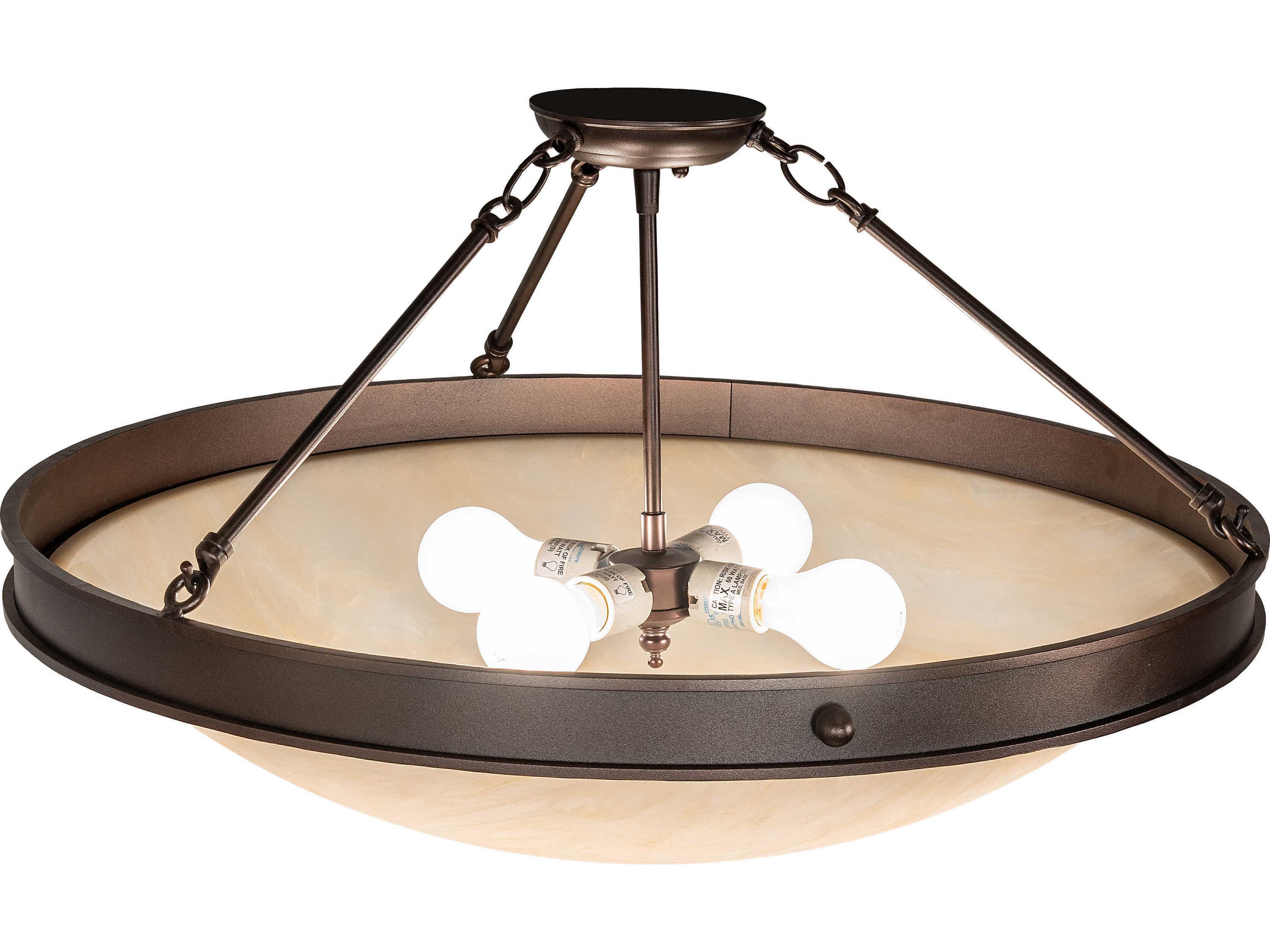Meyda Dionne 4-Light Mahogany Bronze Brown Bowl Semi Flush Mount