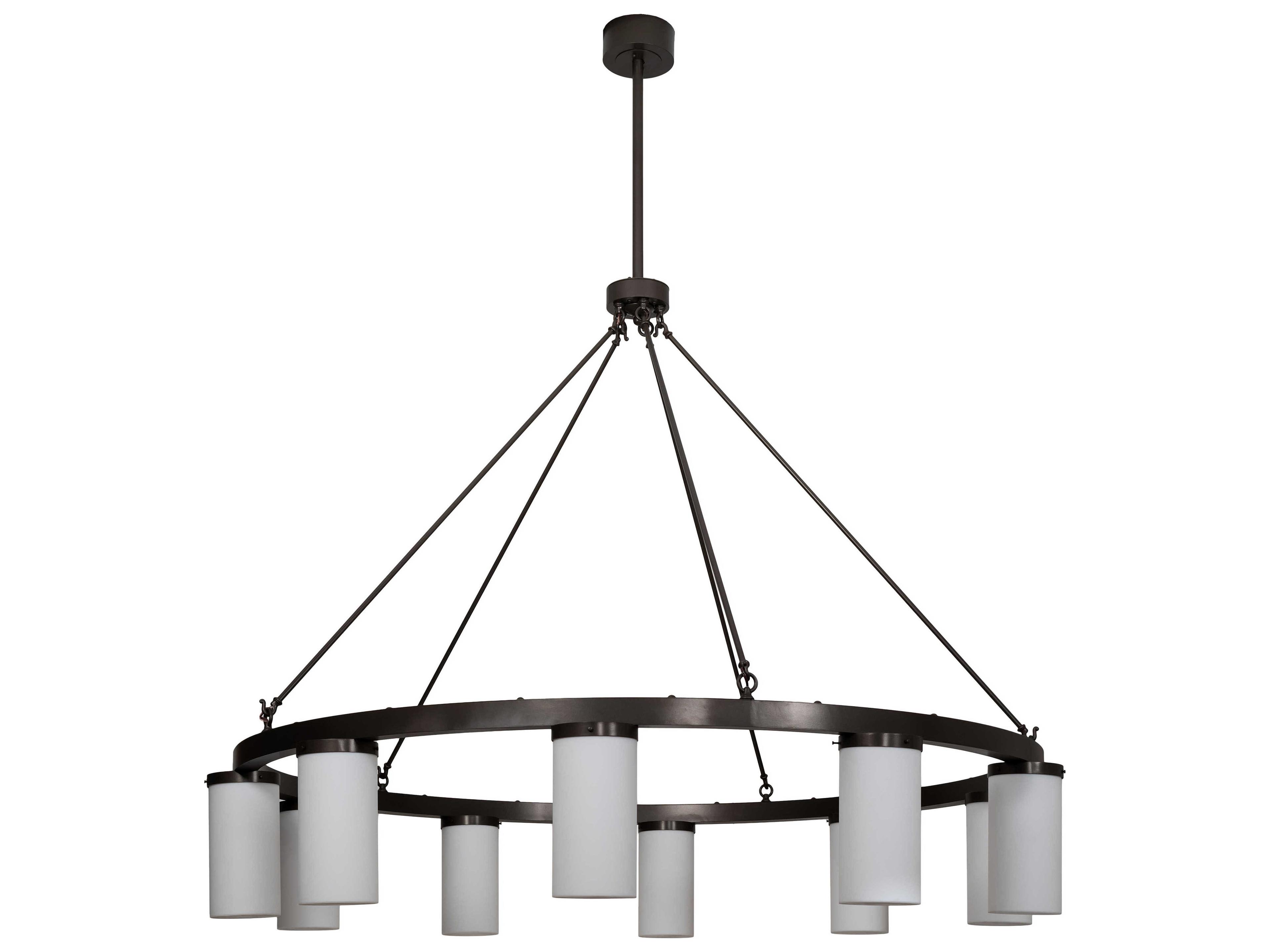 Meyda Loxley 10-Light Bronze White Cylinder Round Chandelier