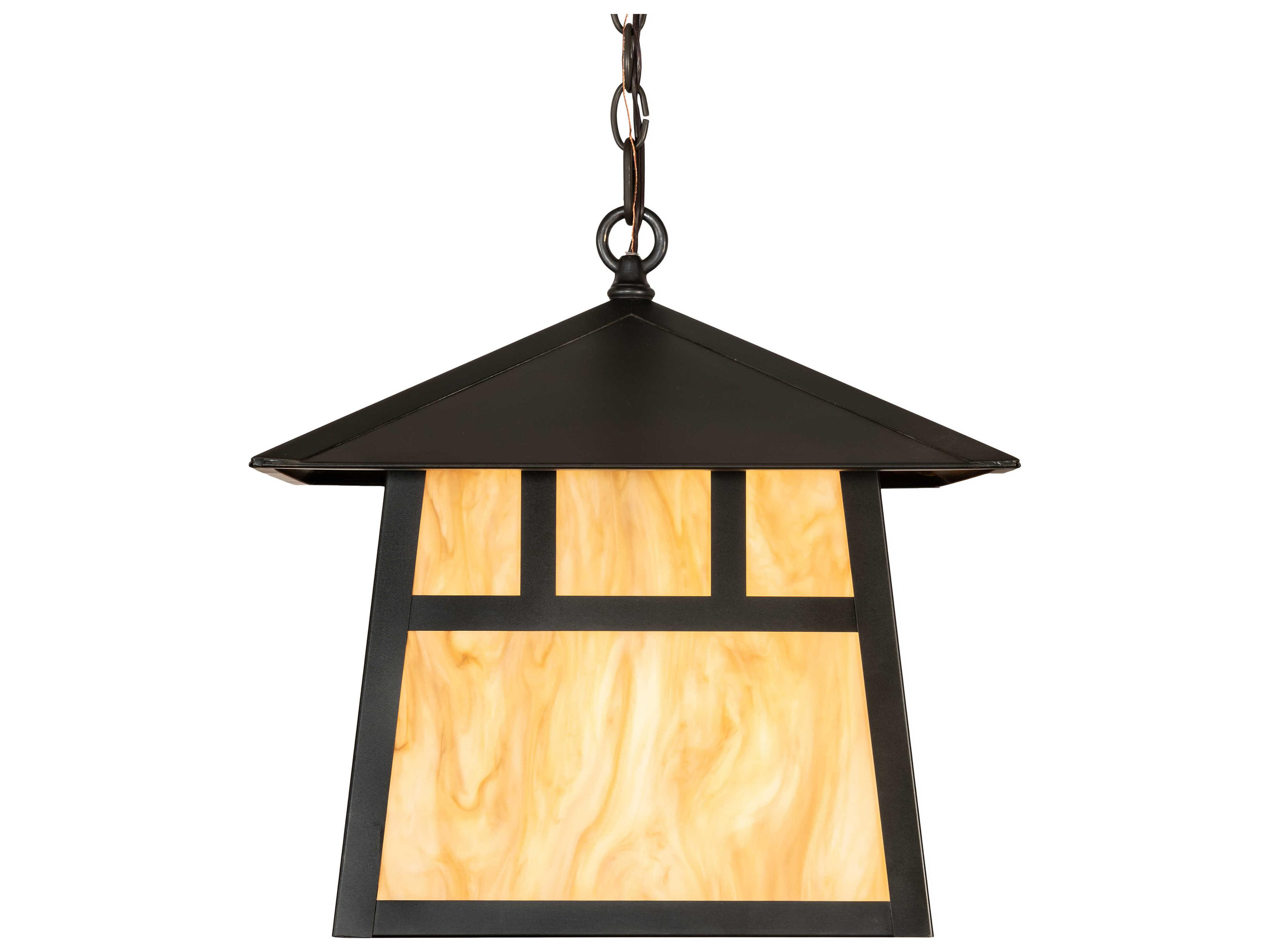 Meyda Stillwater Double Bar Mission 3-Light Craftsman Brown Lantern Pendant