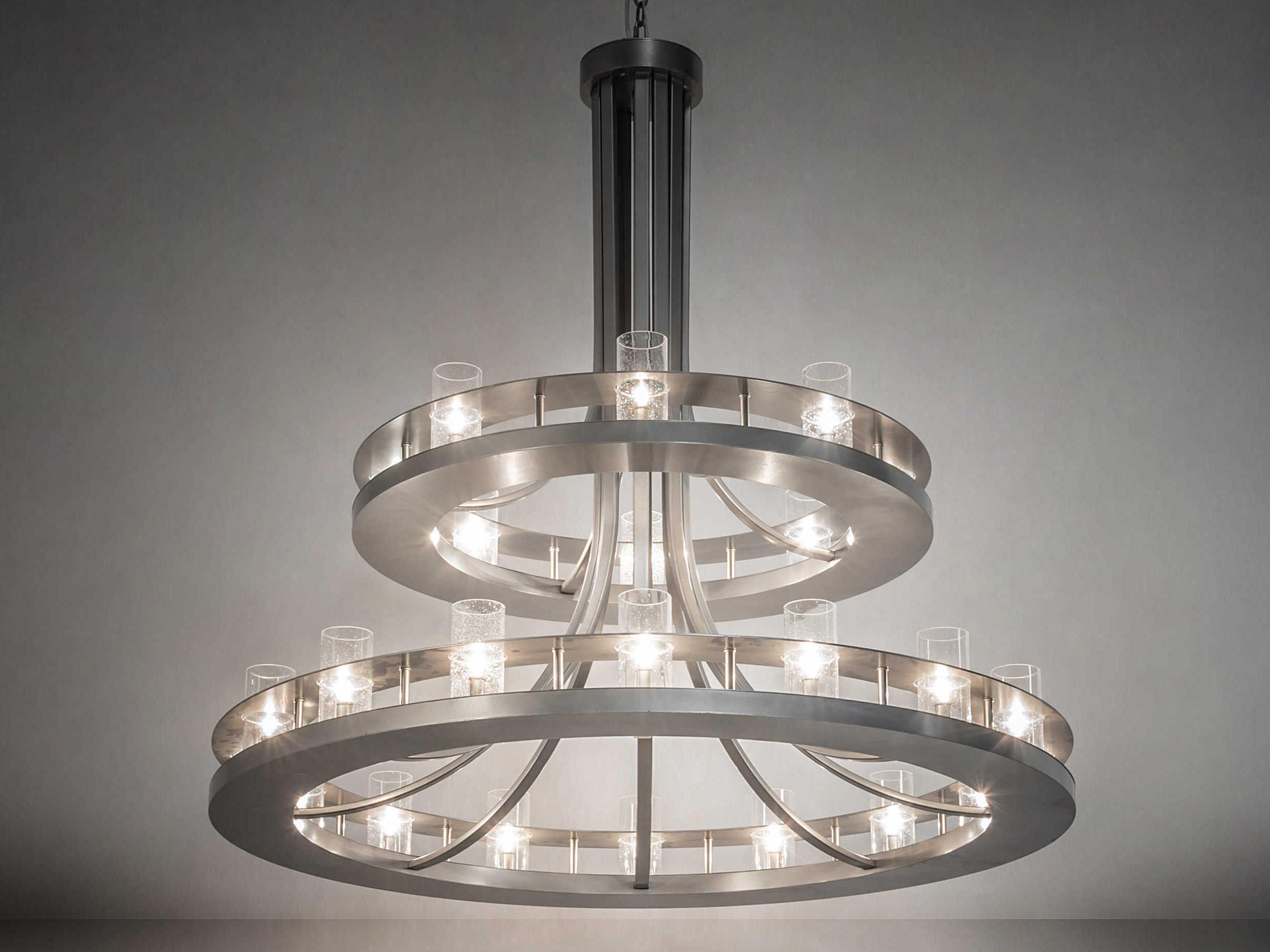 Meyda Arion 24-Light Nickel Clear Glass Candelabra Round Tiered Chandelier