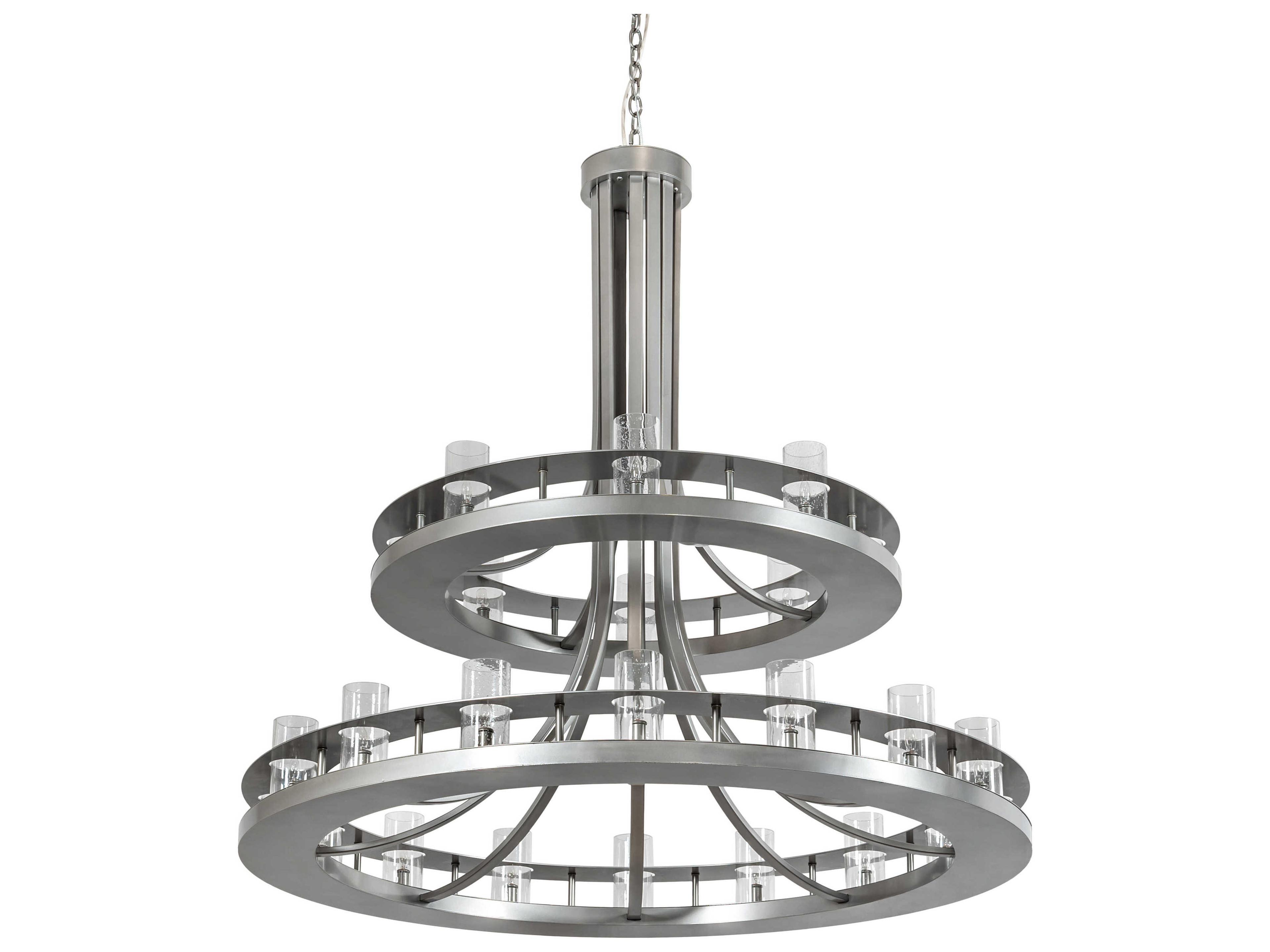 Meyda Arion 24-Light Nickel Clear Glass Candelabra Round Tiered Chandelier
